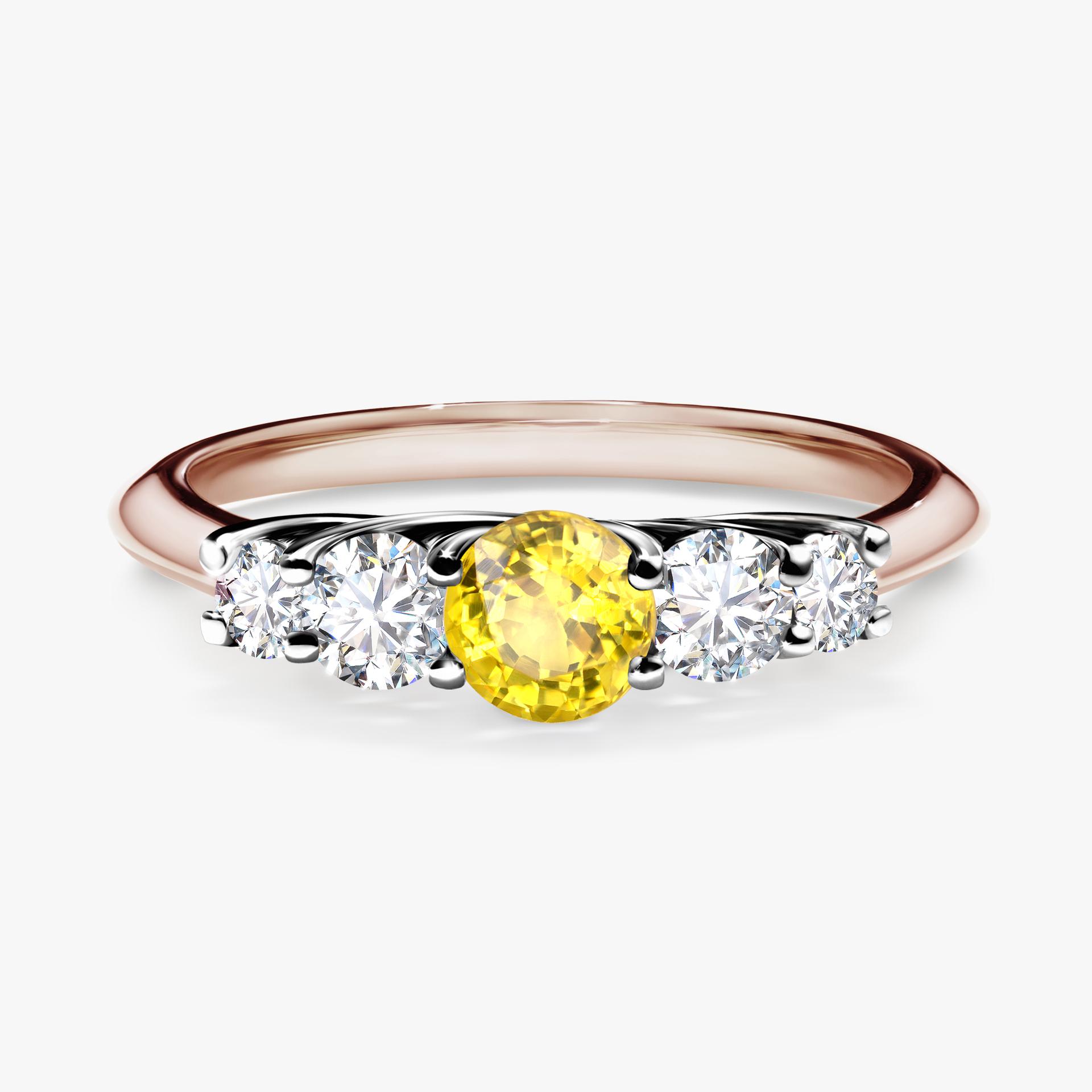 Pierscionek zareczynowy z szafirem zoltym 053 CT z rozowego zlota my darling 01