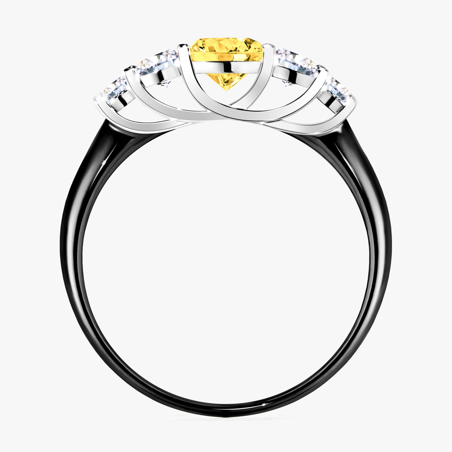 Pierscionek zareczynowy z szafirem zoltym 096 CT z czarnego zlota my darling 02