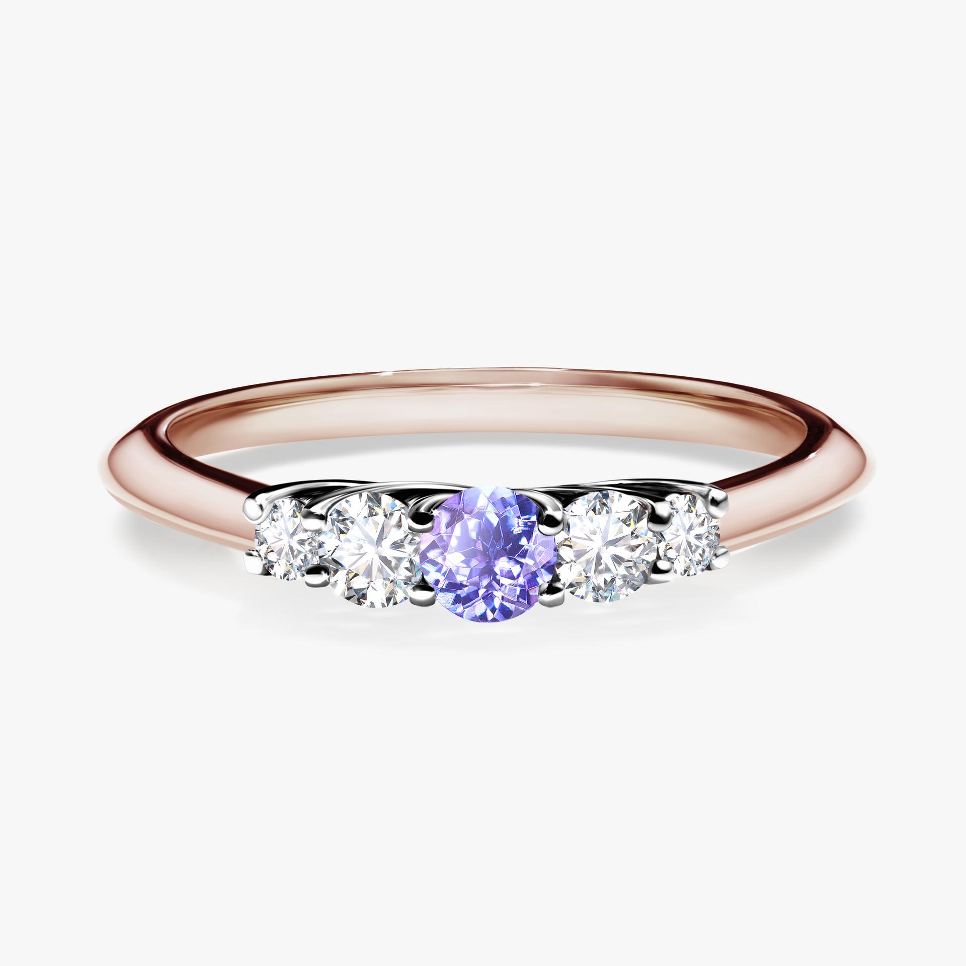 Pierscionek zareczynowy z tanzanitem 022 CT z rozowego zlota my darling 01