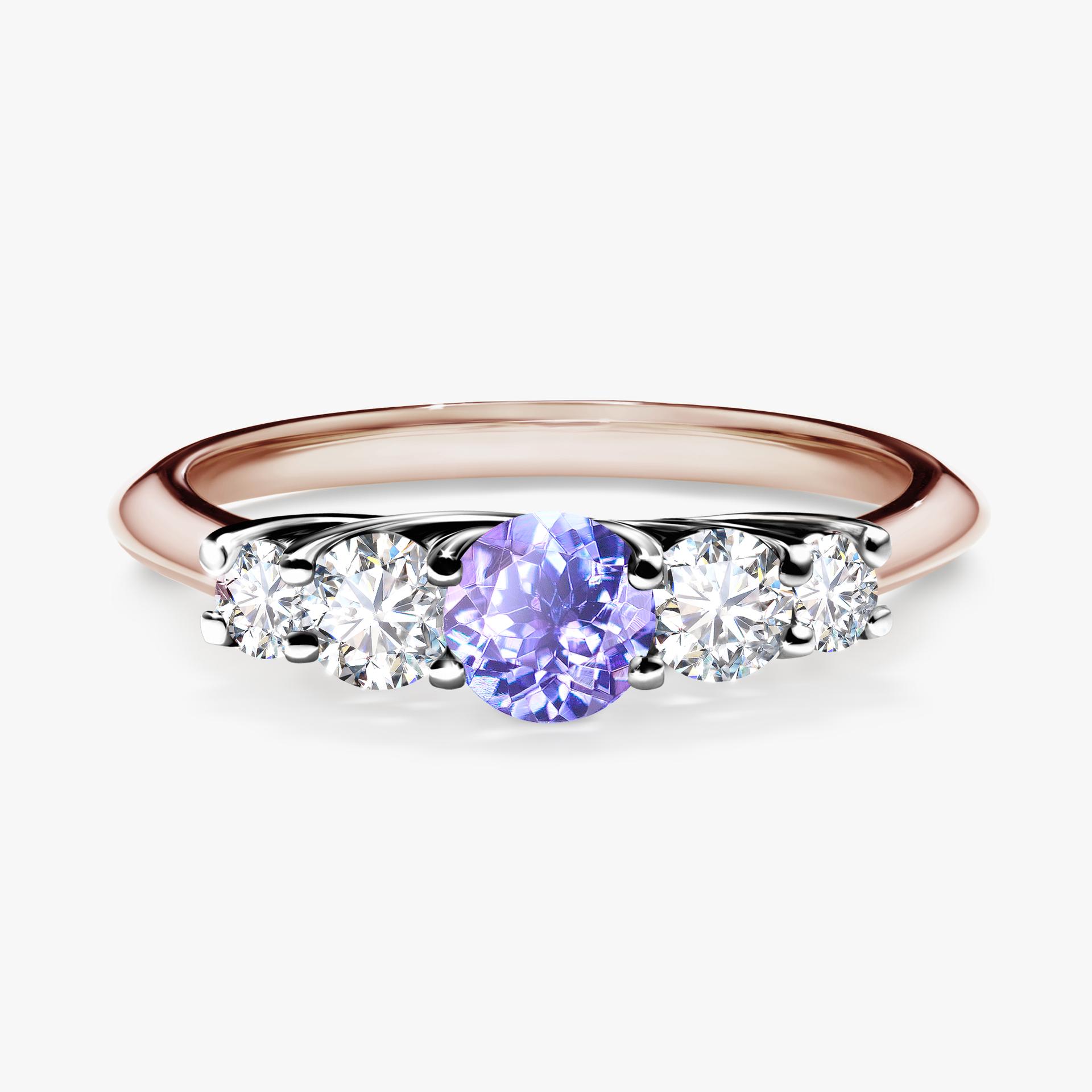 Pierścionek zaręczynowy My Darling z różowego złota z tanzanitem 0,53ct