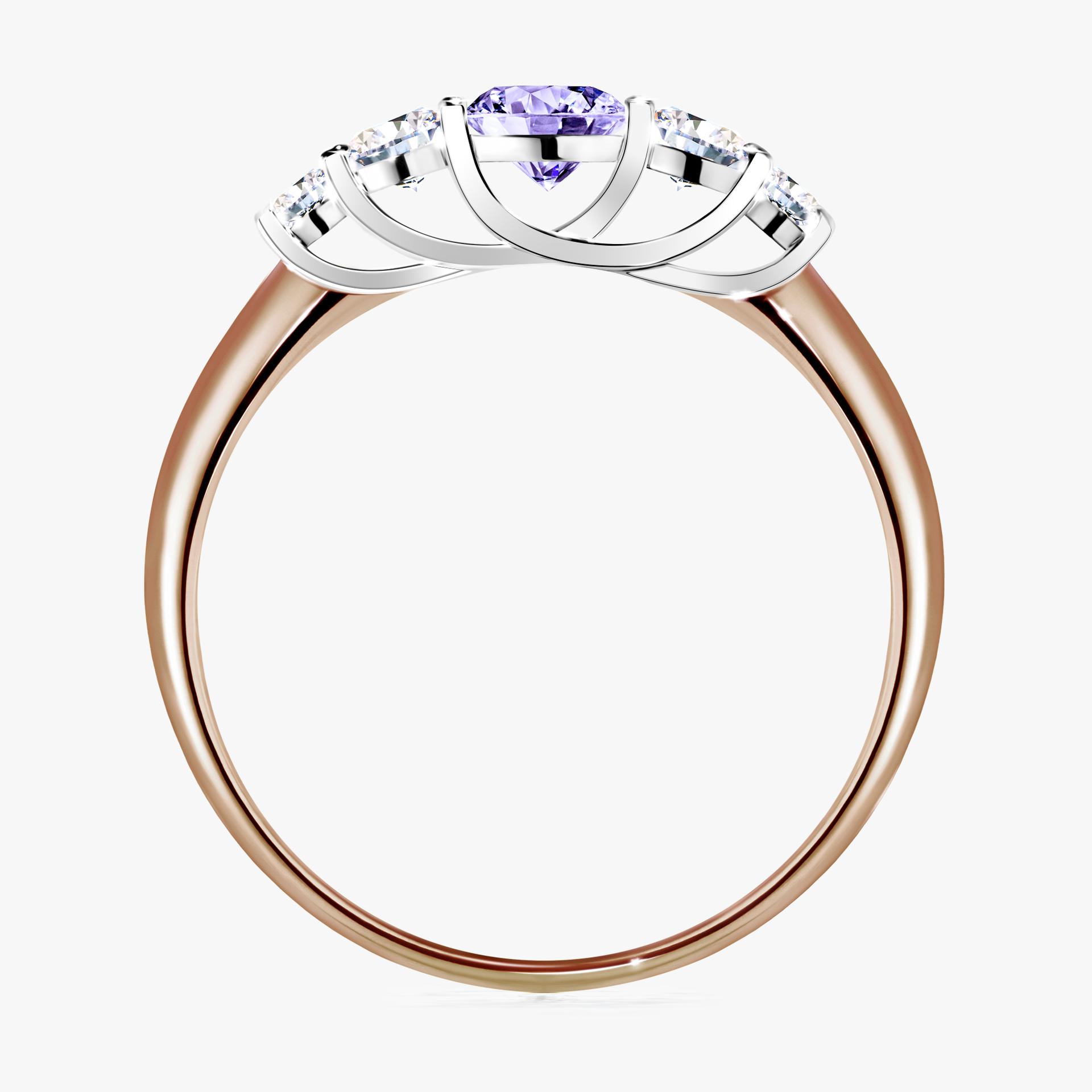 Pierścionek zaręczynowy My Darling z różowego złota z tanzanitem 0,53ct