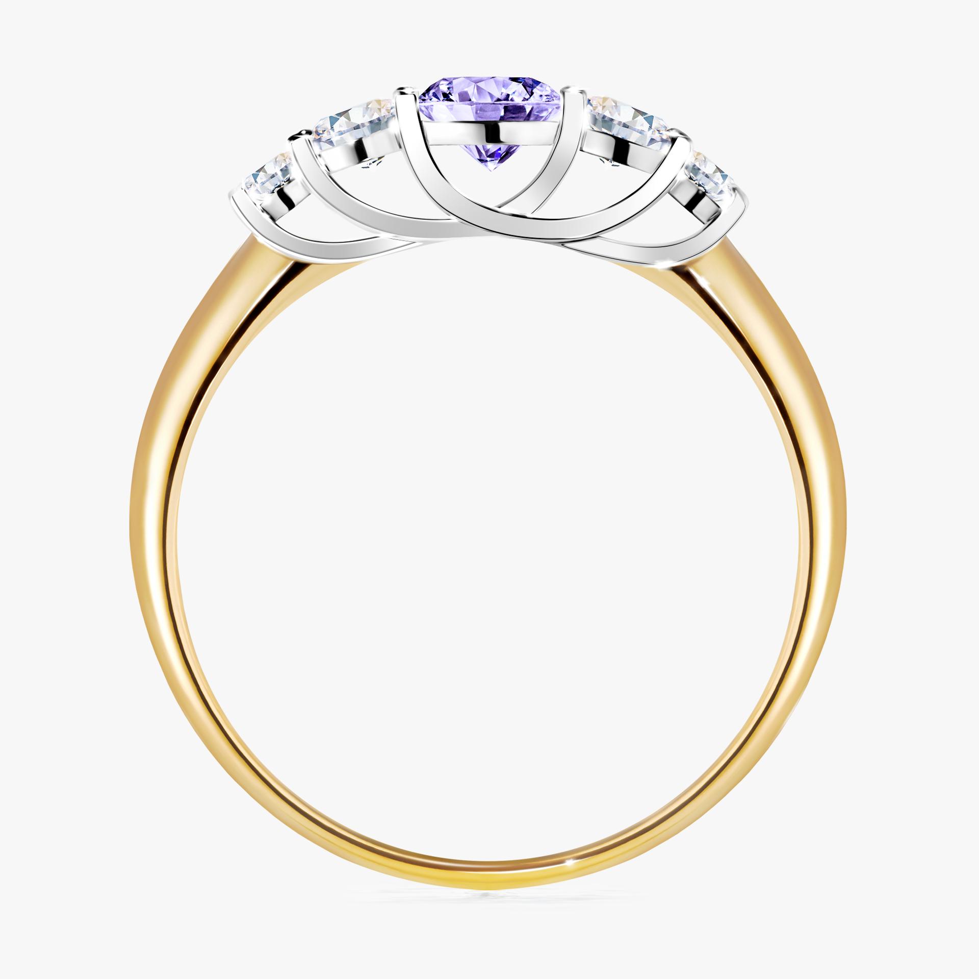 Pierscionek zareczynowy z tanzanitem 053 CT z zoltego zlota my darling 02