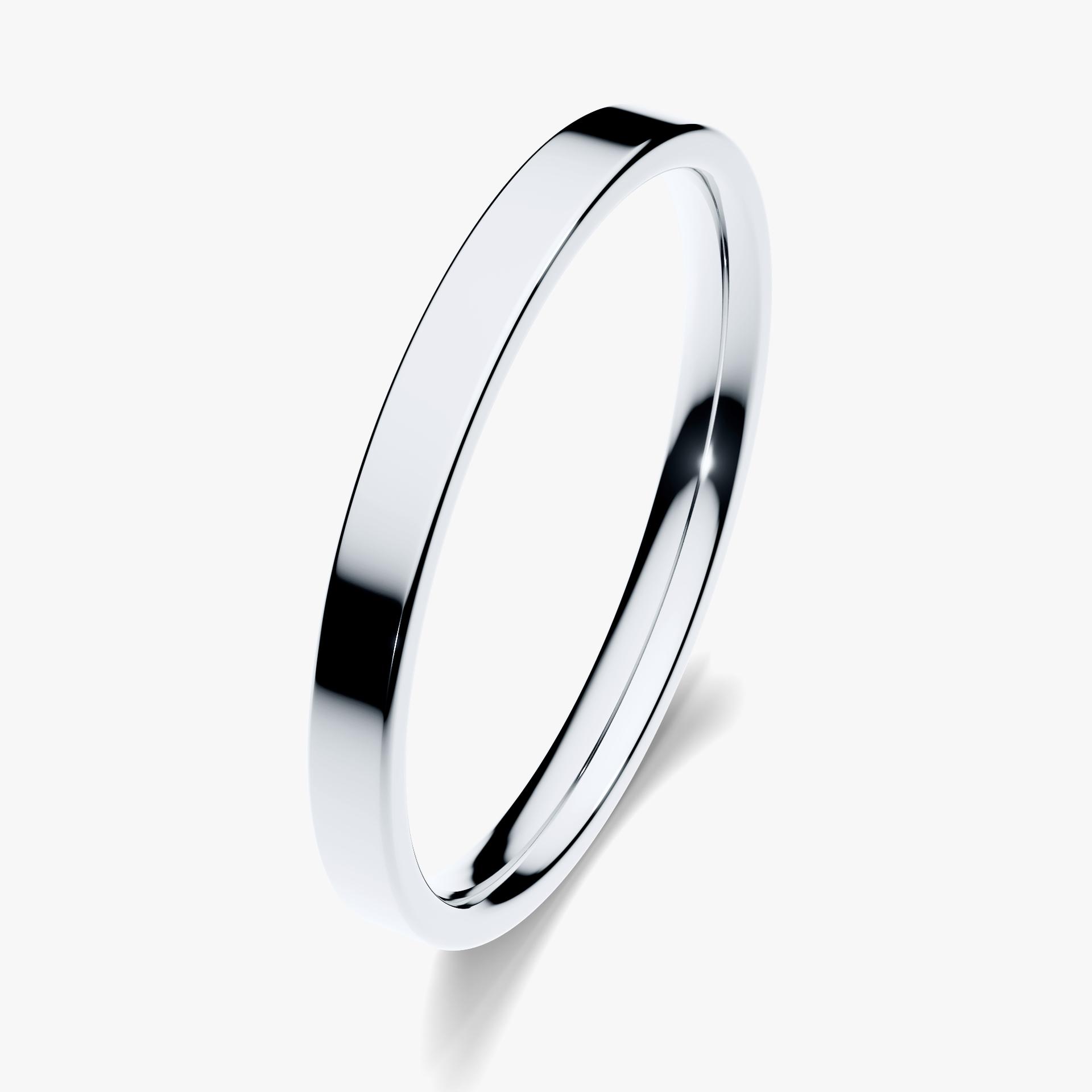 Obrączka ślubna Płaska z białego złota 2mm