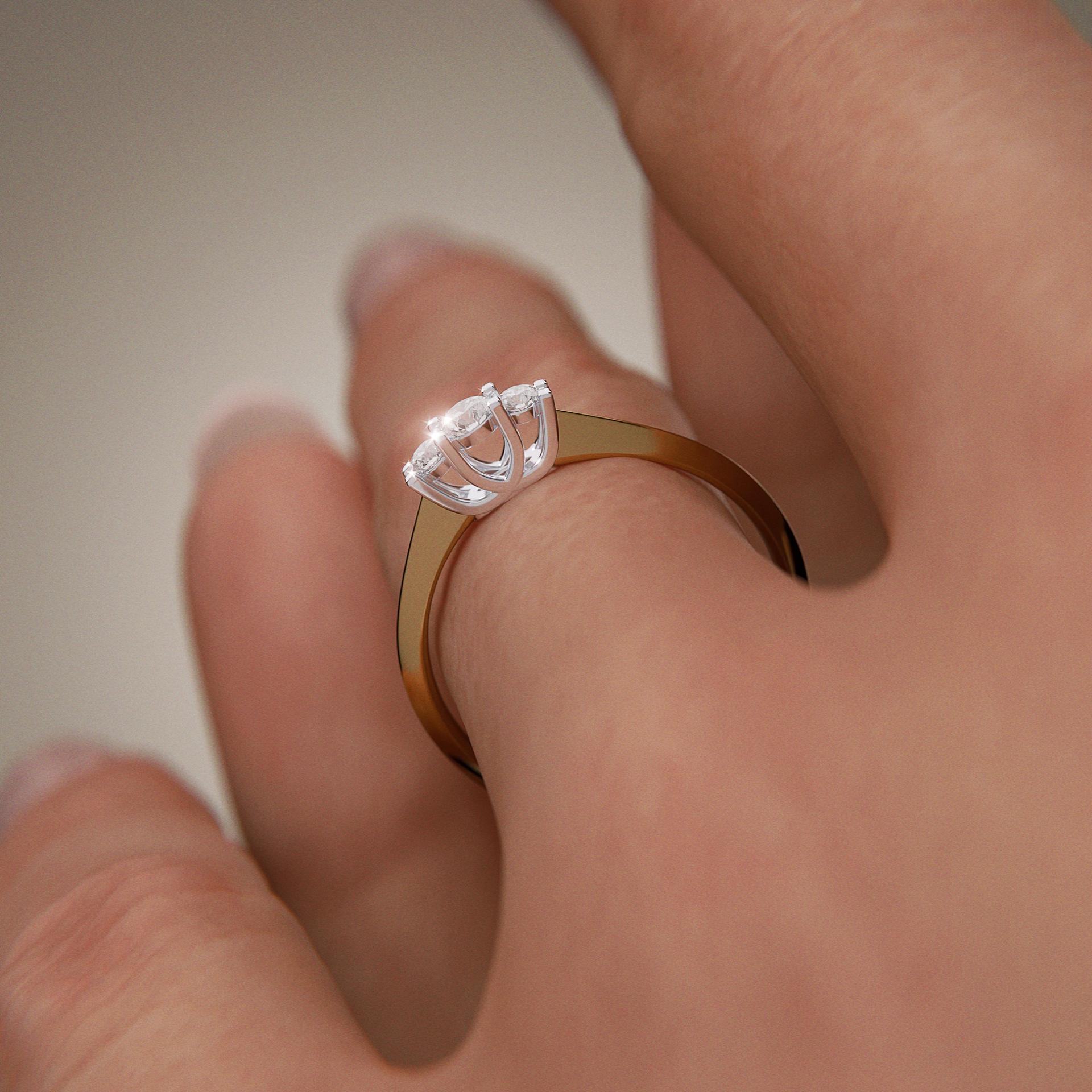 Pierścionek zaręczynowy My Honey z żółtego złota z diamentem laboratoryjnym 0,16ct