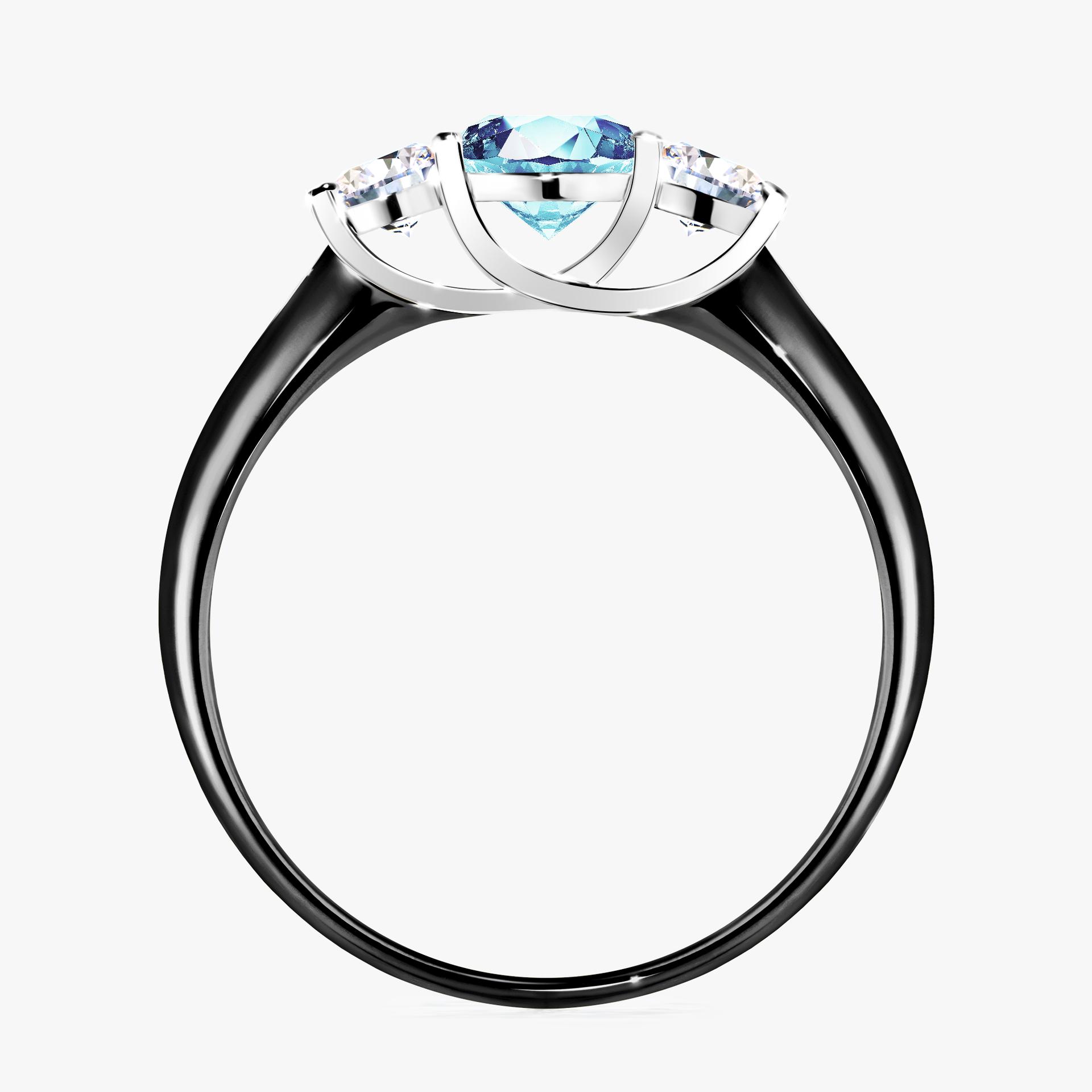 Pierścionek zaręczynowy My Honey z czarnego złota z akwamarynem 0,84ct