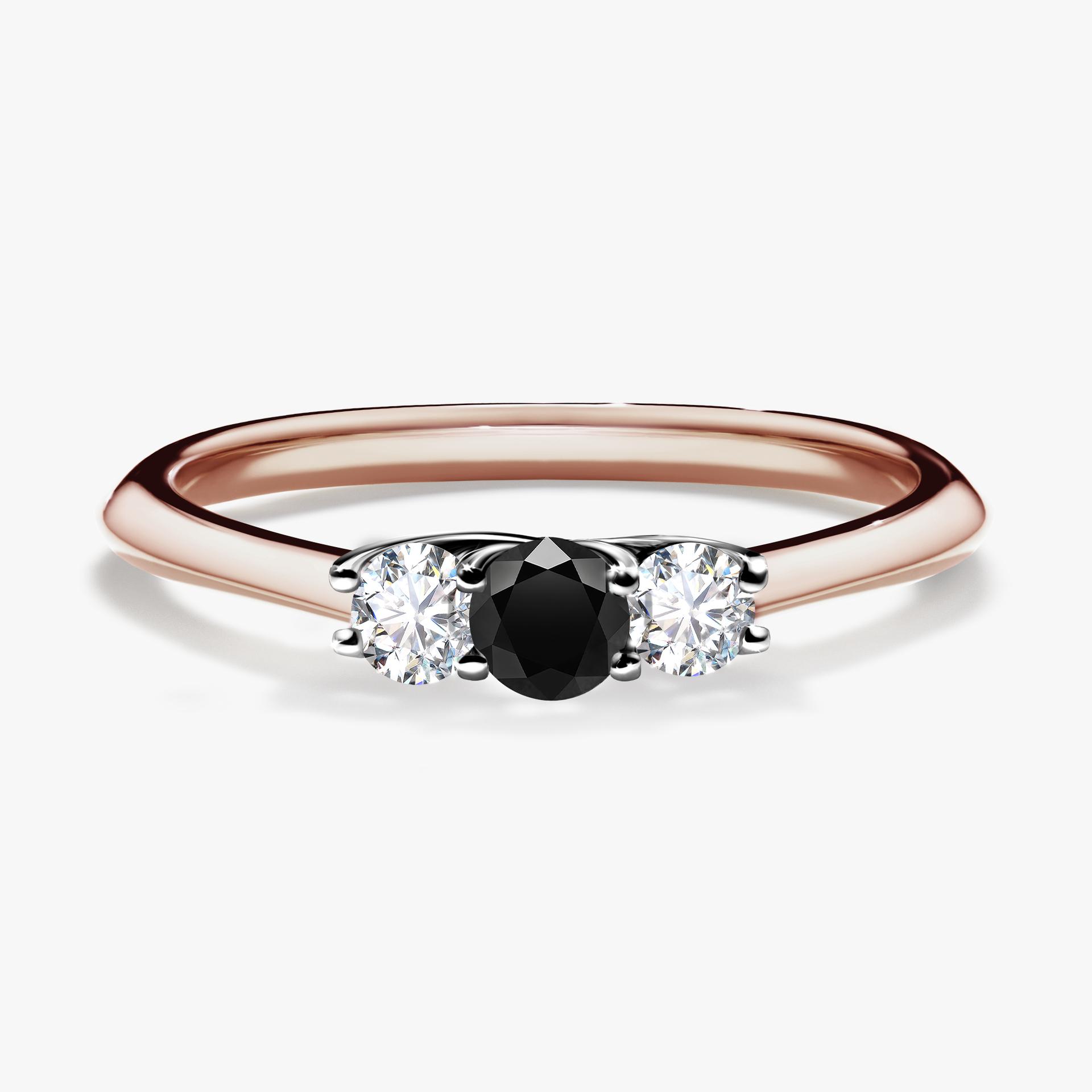 Pierscionek zareczynowy z diamentem czarny 022 CT z rozowego zlota my honey 01