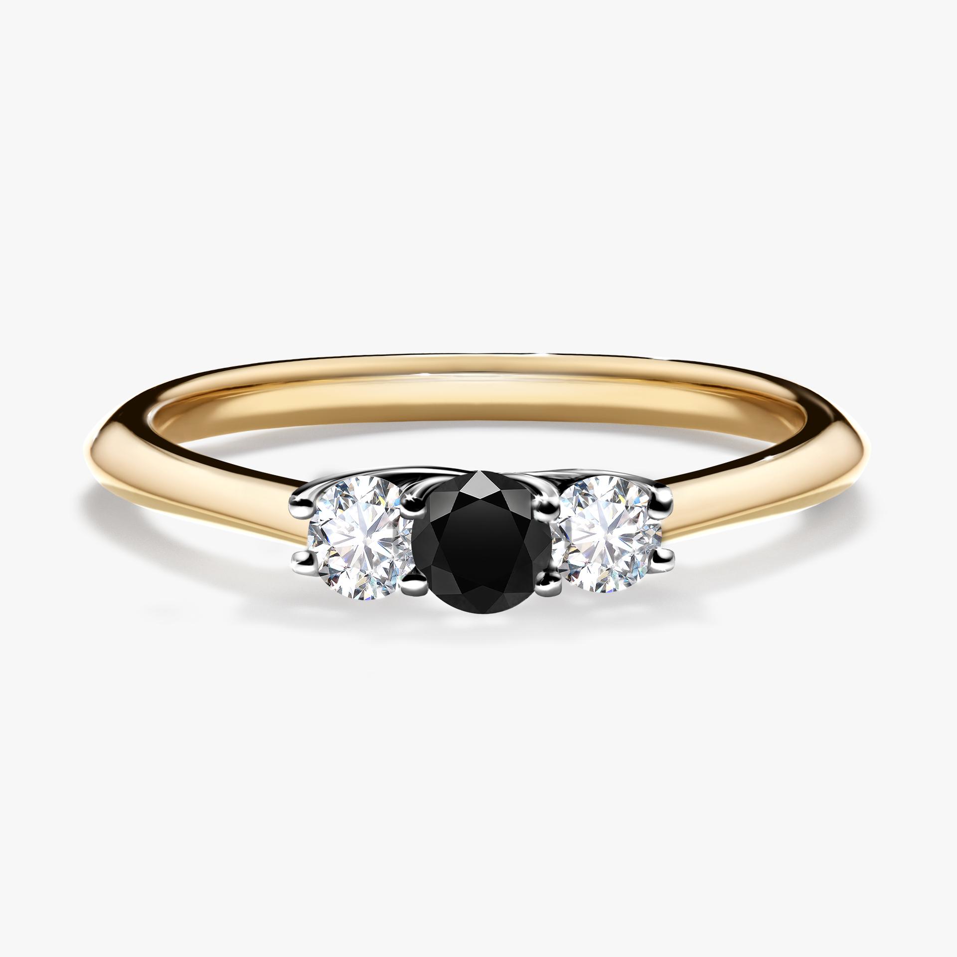 Pierścionek zaręczynowy My Honey z żółtego złota z czarnym diamentem 0,16ct