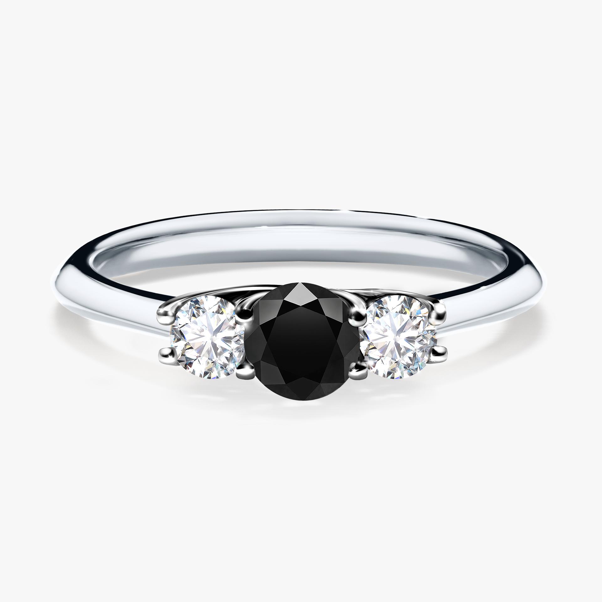 Pierscionek zareczynowy z diamentem czarny 053 CT z bialego zlota my honey 01