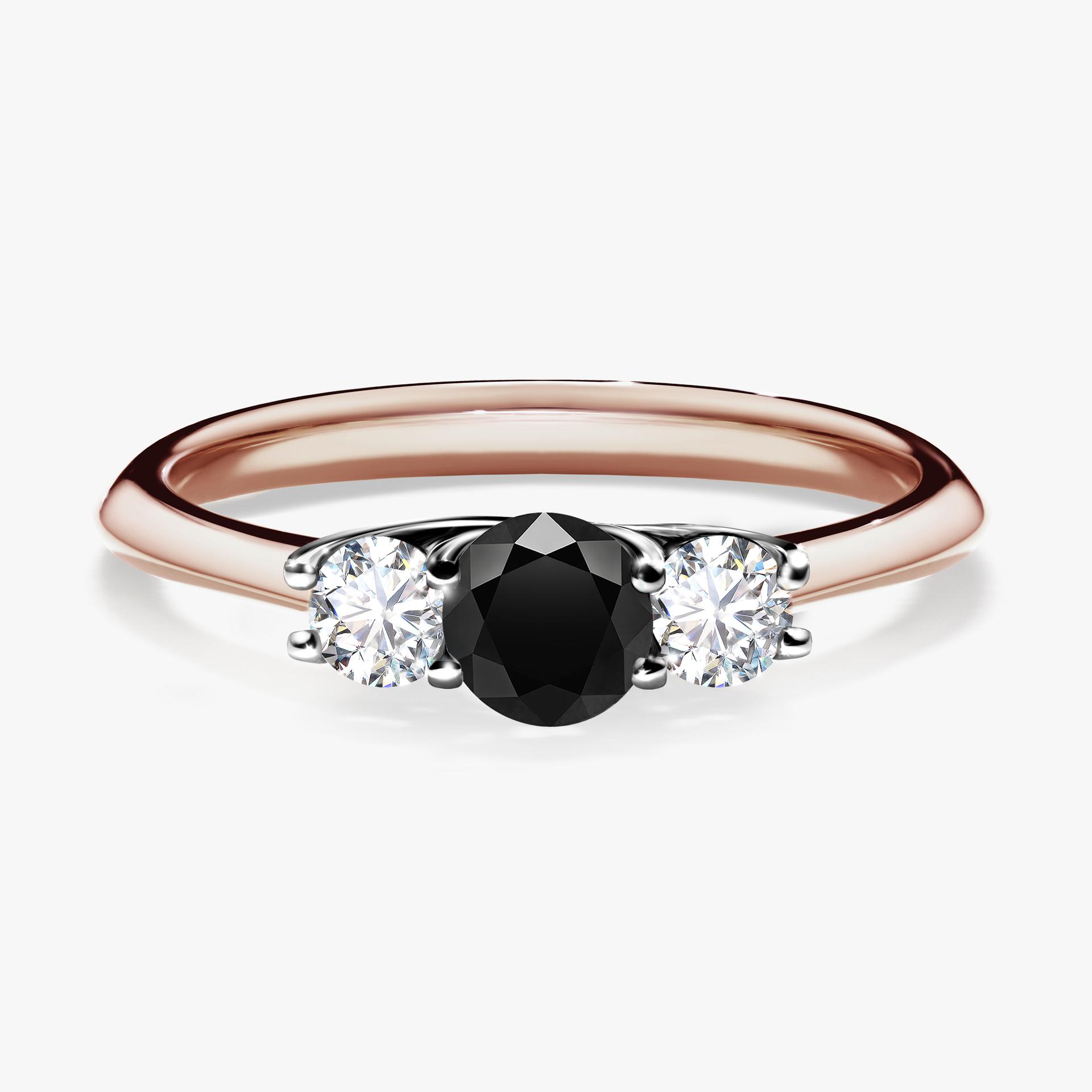 Pierscionek zareczynowy z diamentem czarny 053 CT z rozowego zlota my honey 01