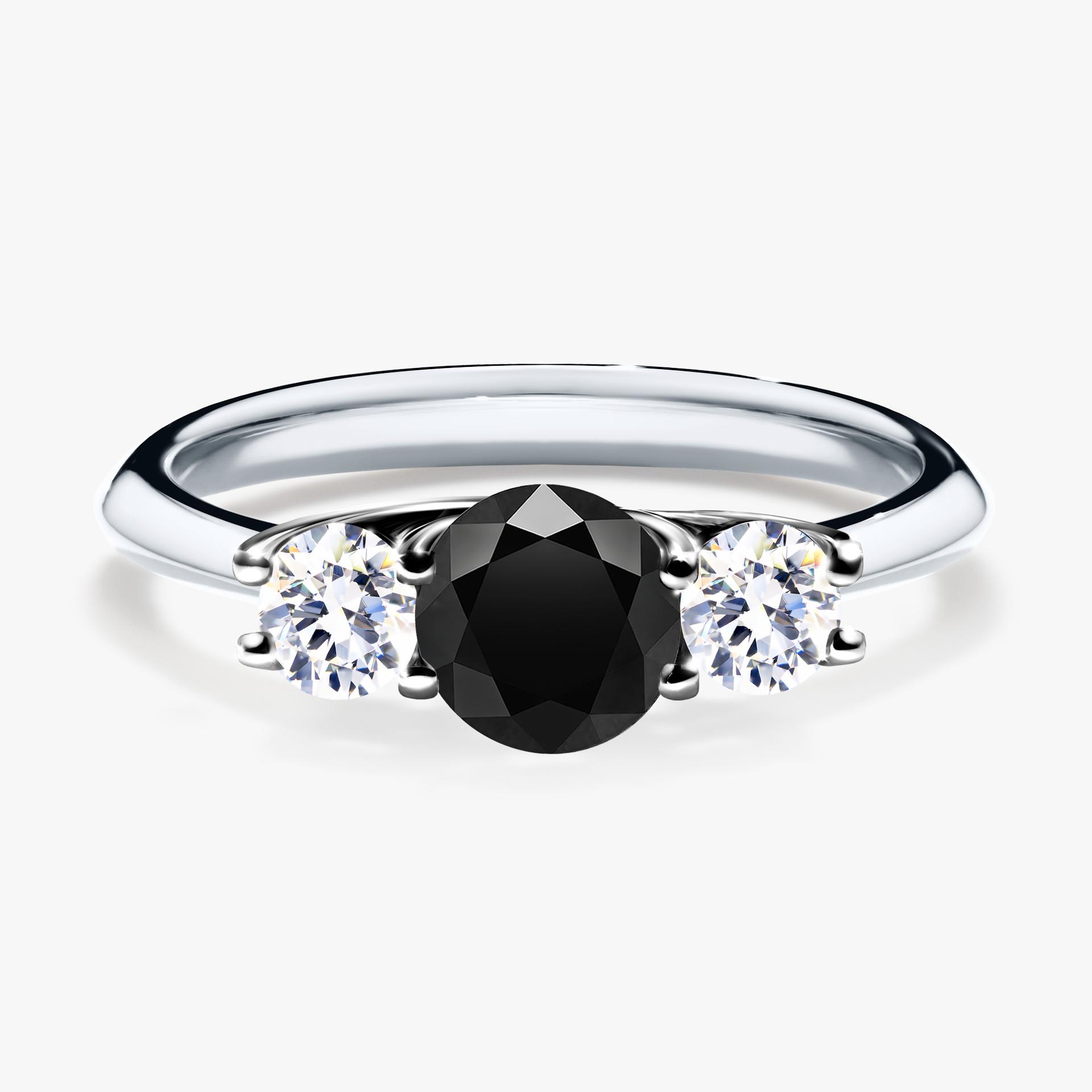 Pierscionek zareczynowy z diamentem czarny 084 CT z bialego zlota my honey 01