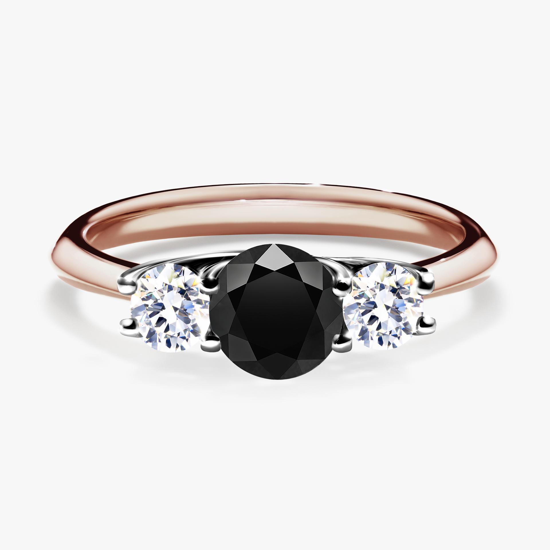 Pierscionek zareczynowy z diamentem czarny 084 CT z rozowego zlota my honey 01