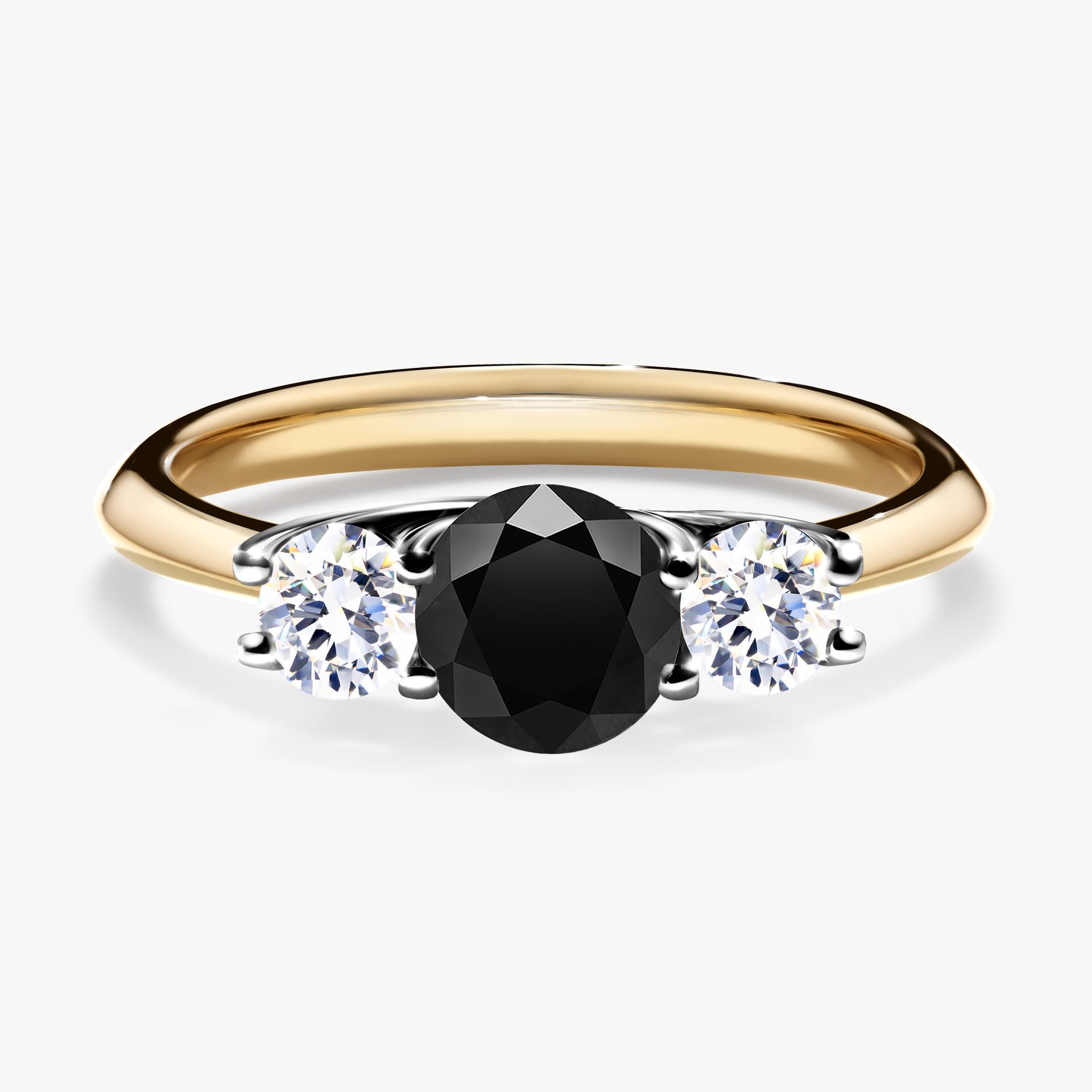 Pierścionek zaręczynowy My Honey z żółtego złota z czarnym diamentem 0,84ct