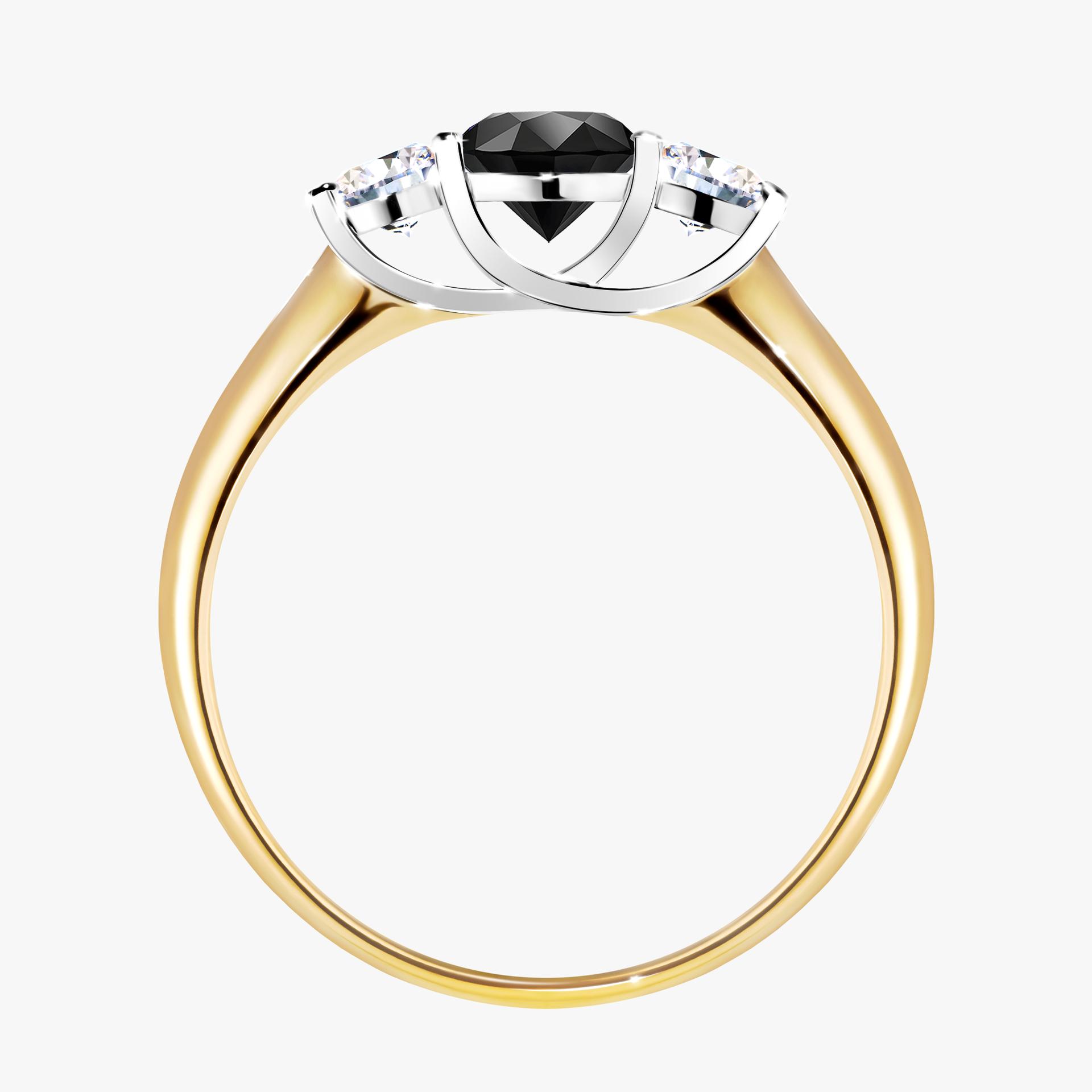 Pierścionek zaręczynowy My Honey z żółtego złota z czarnym diamentem 0,84ct