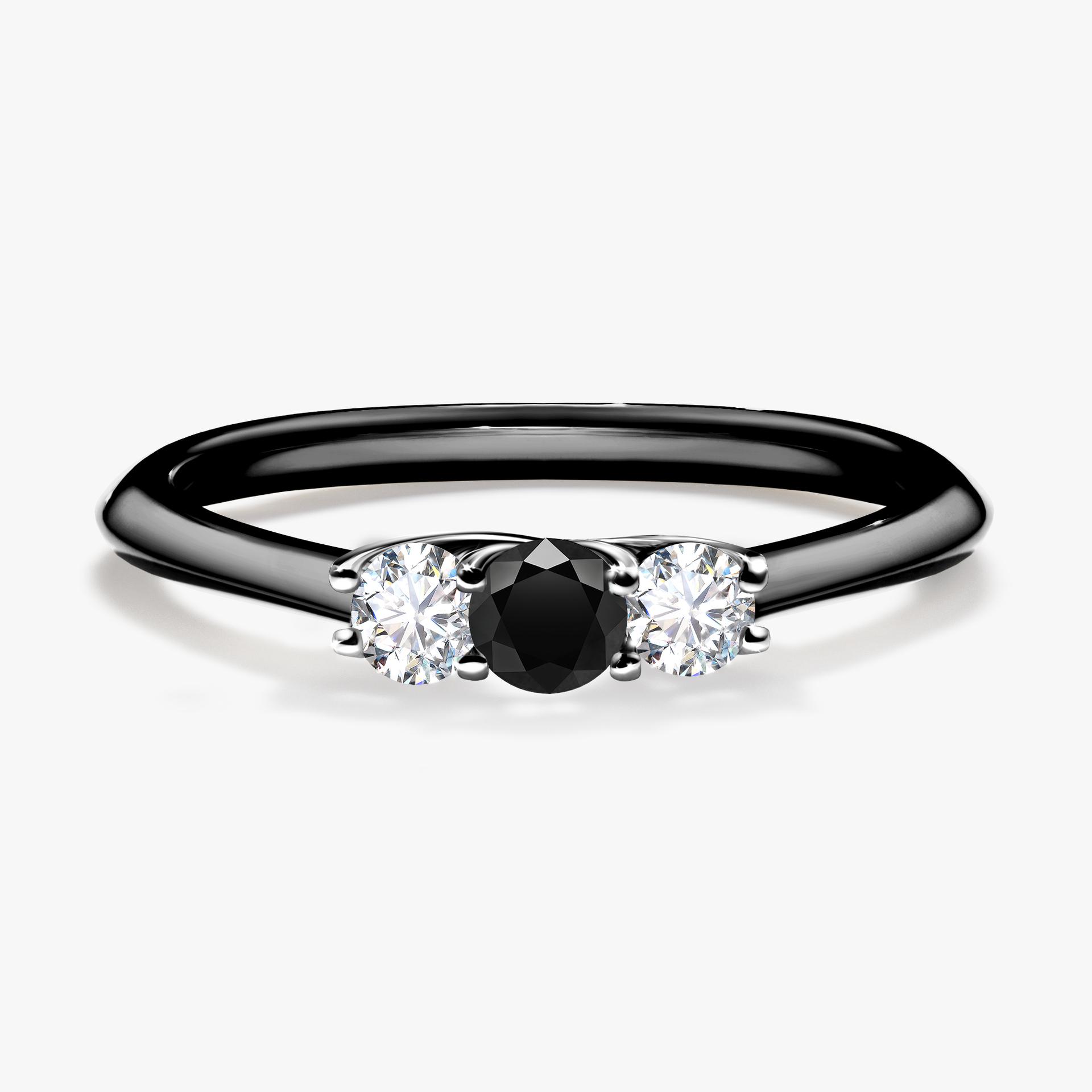 Pierscionek zareczynowy z diamentem czarnym 016 CT z czarnego zlota my honey 01