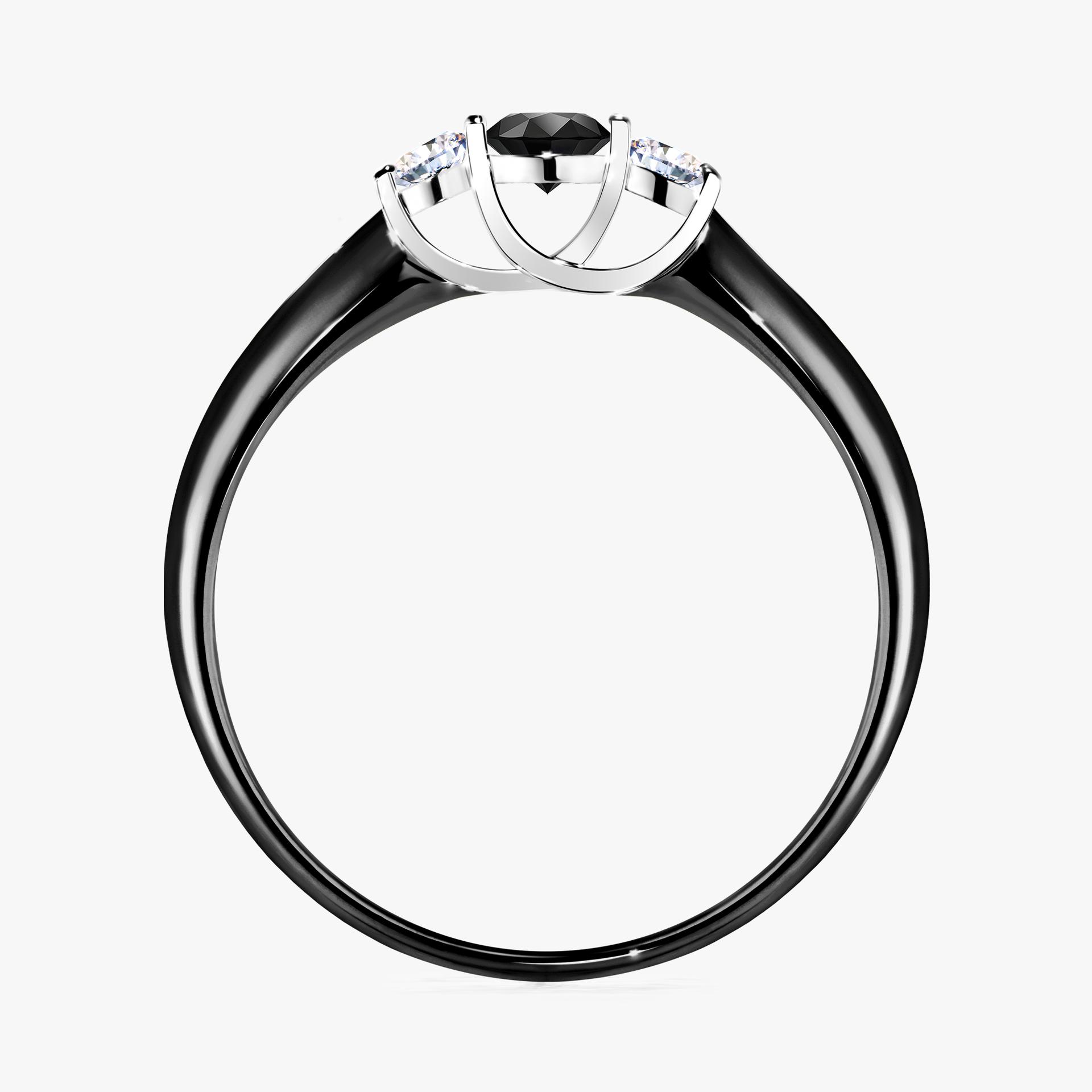 Pierscionek zareczynowy z diamentem czarnym 016 CT z czarnego zlota my honey 02