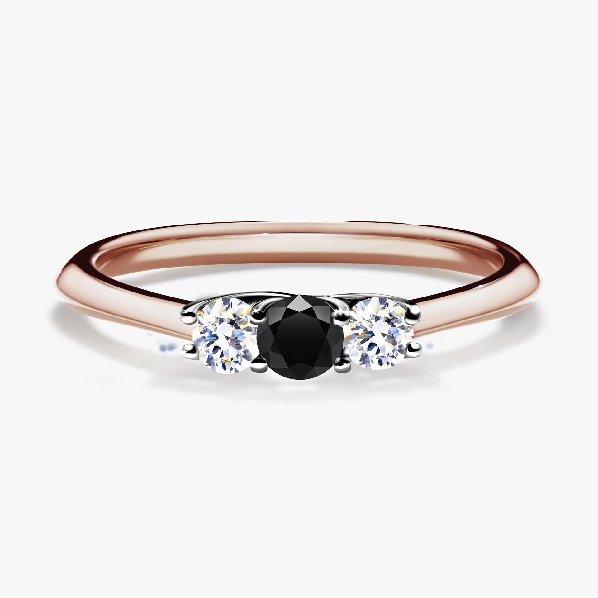 Pierscionek zareczynowy z diamentem czarnym 016 CT z rozowego zlota my honey 01