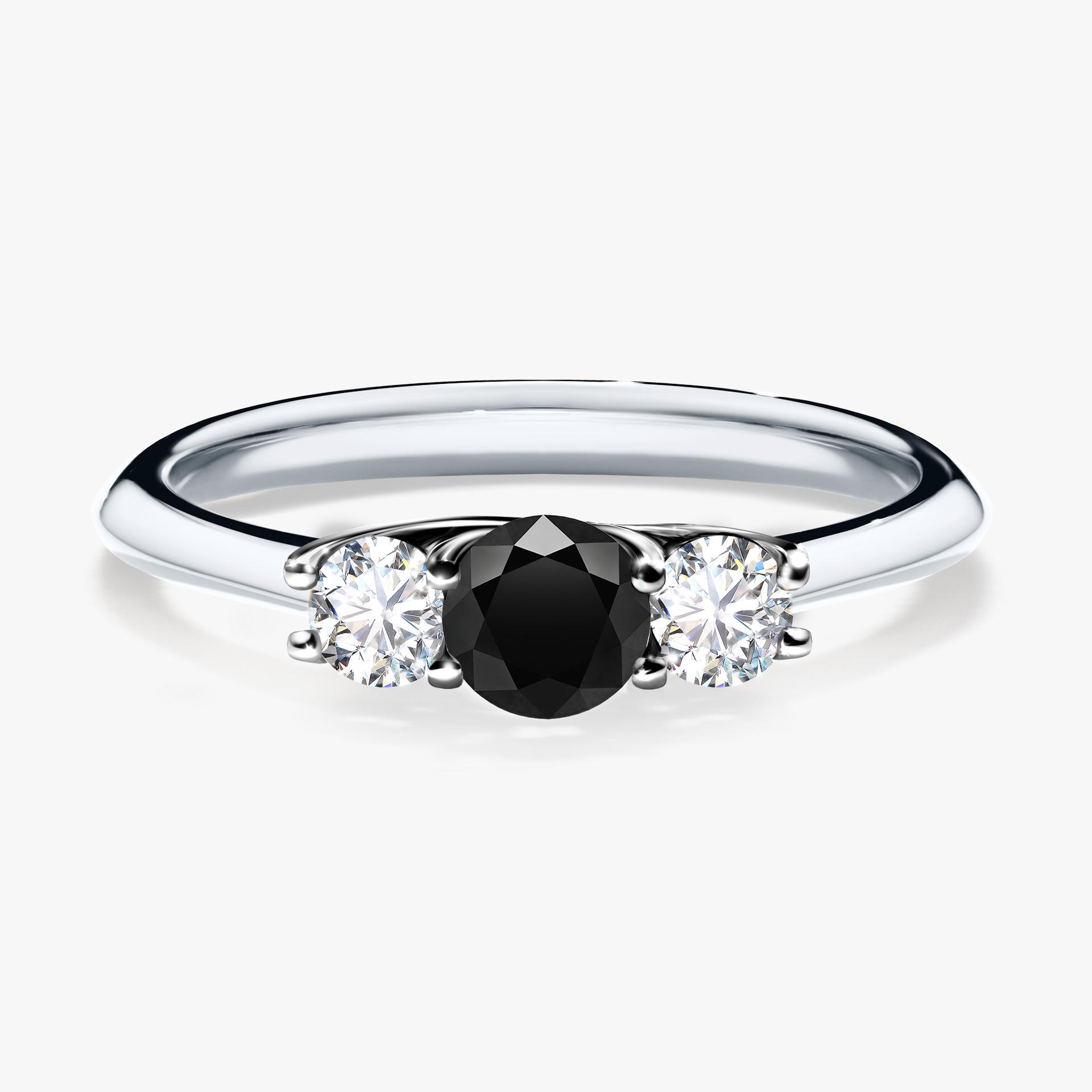 Pierscionek zareczynowy z diamentem czarnym 045 CT z bialego zlota my honey 01
