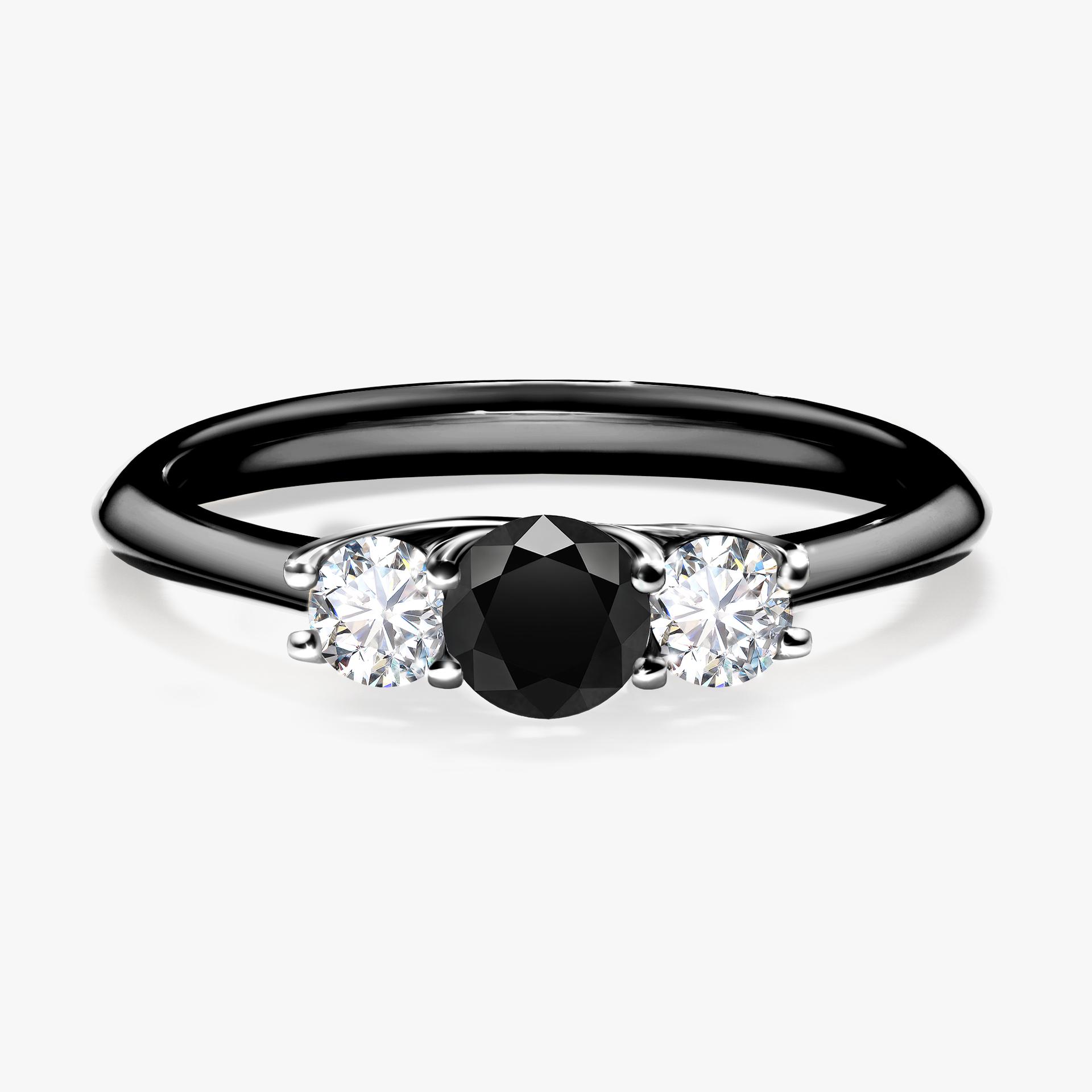 Pierscionek zareczynowy z diamentem czarnym 045 CT z czarnego zlota my honey 01