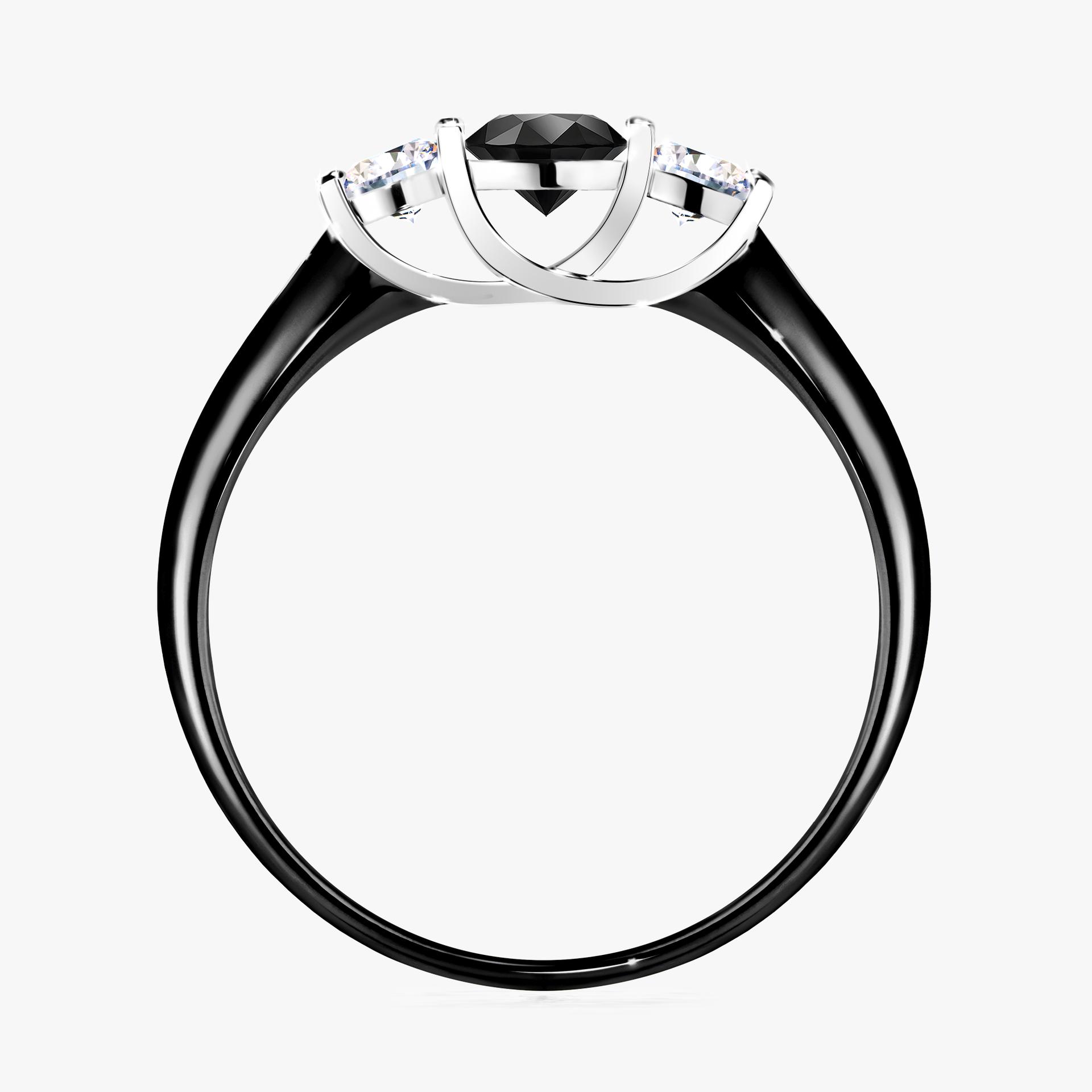 Pierscionek zareczynowy z diamentem czarnym 045 CT z czarnego zlota my honey 02