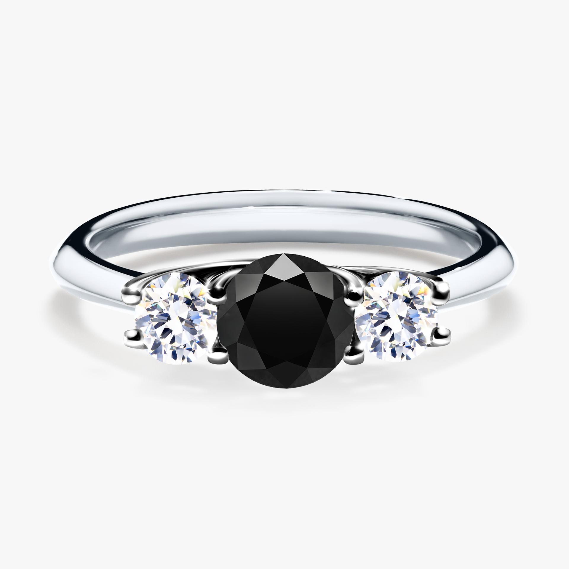 Pierscionek zareczynowy z diamentem czarnym 084 CT z bialego zlota my honey 01