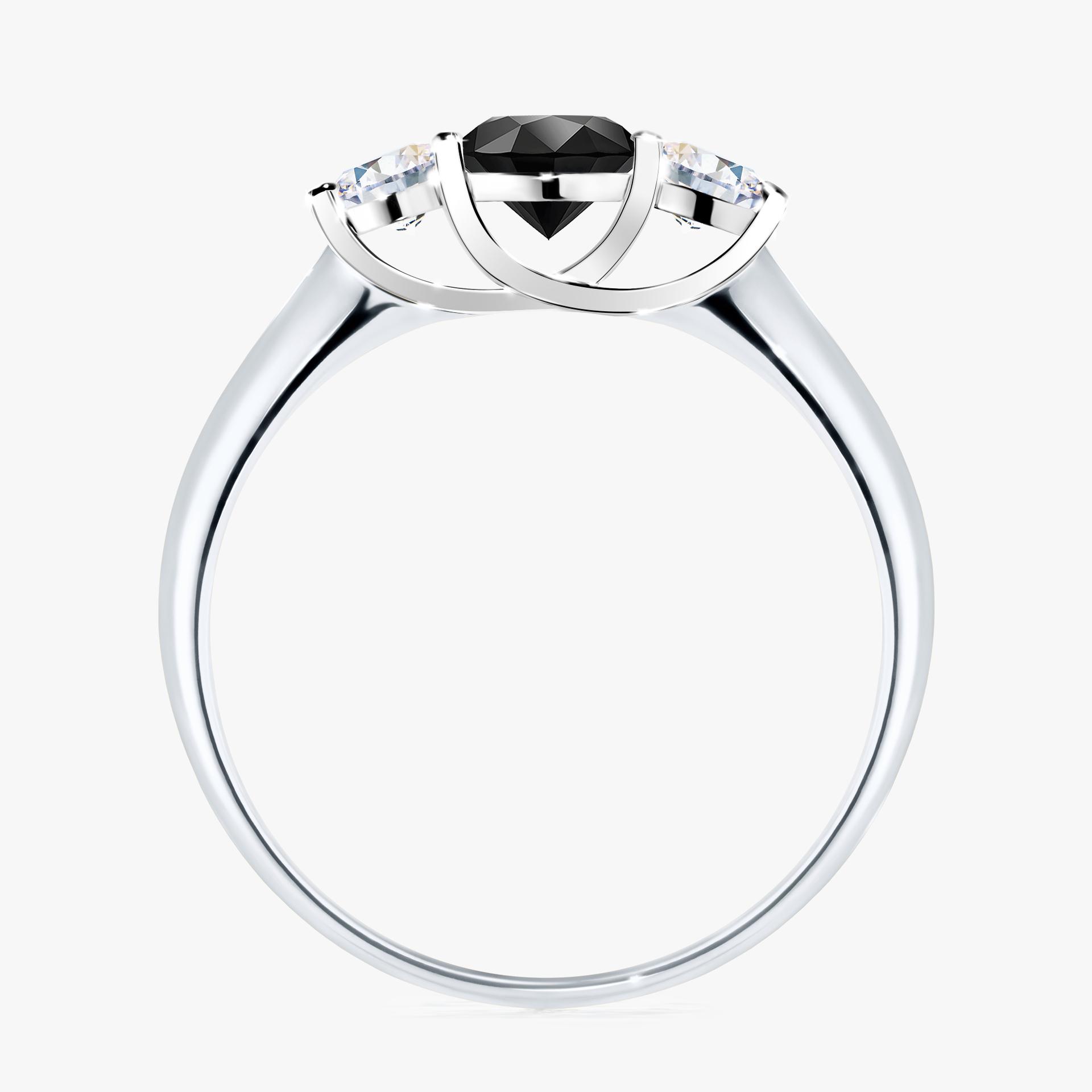 Pierscionek zareczynowy z diamentem czarnym 084 CT z bialego zlota my honey 02