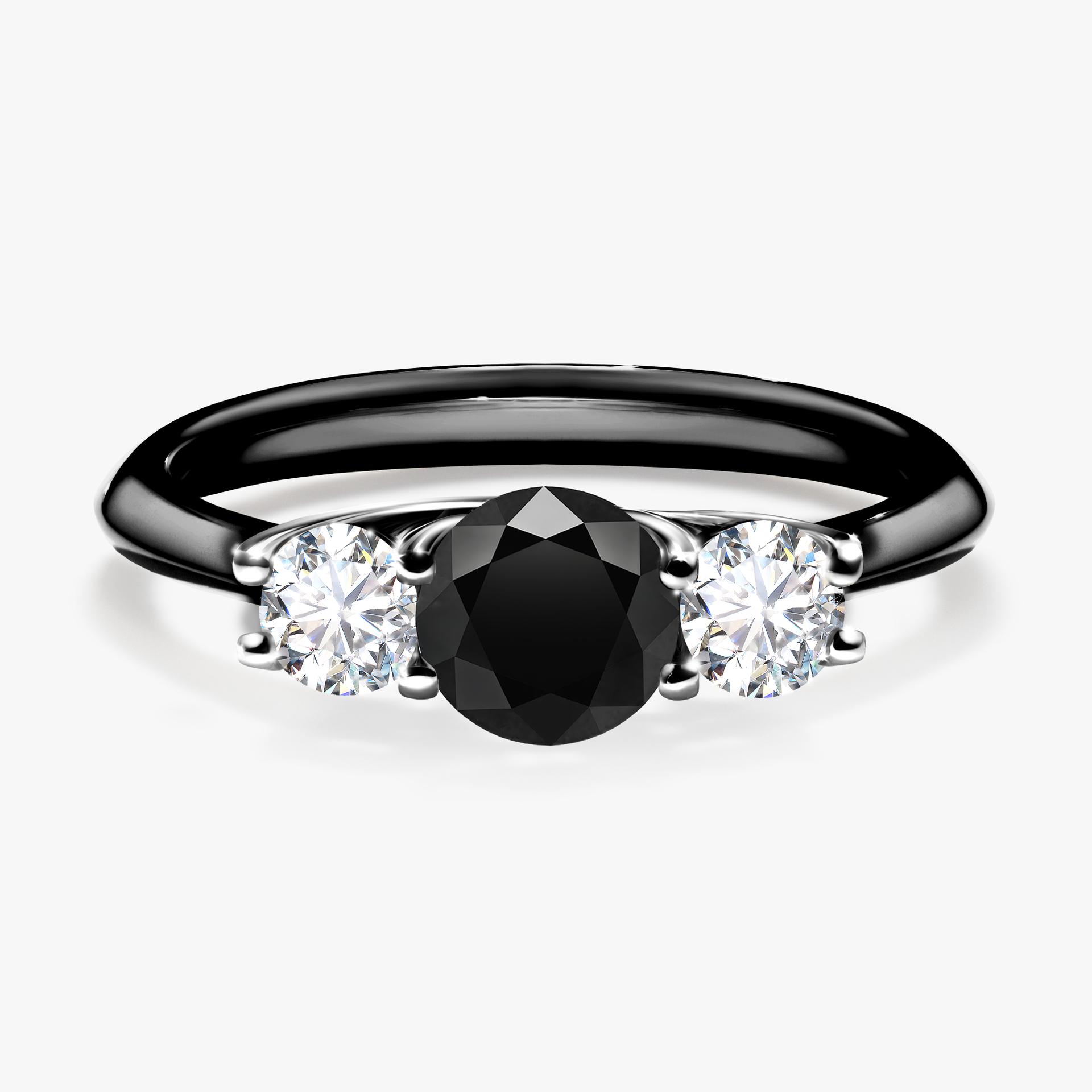 Pierscionek zareczynowy z diamentem czarnym 084 CT z czarnego zlota my honey 01