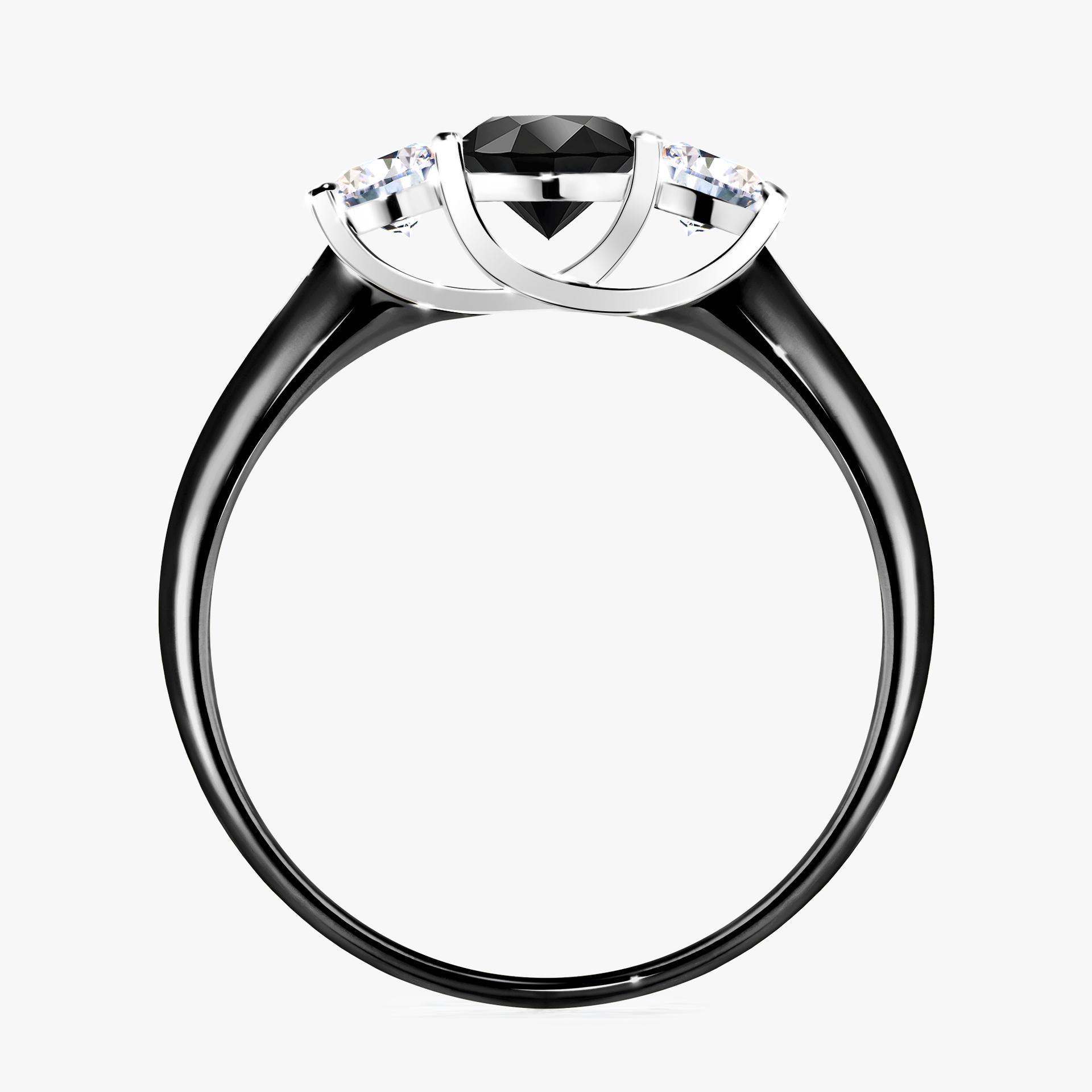 Pierscionek zareczynowy z diamentem czarnym 084 CT z czarnego zlota my honey 02