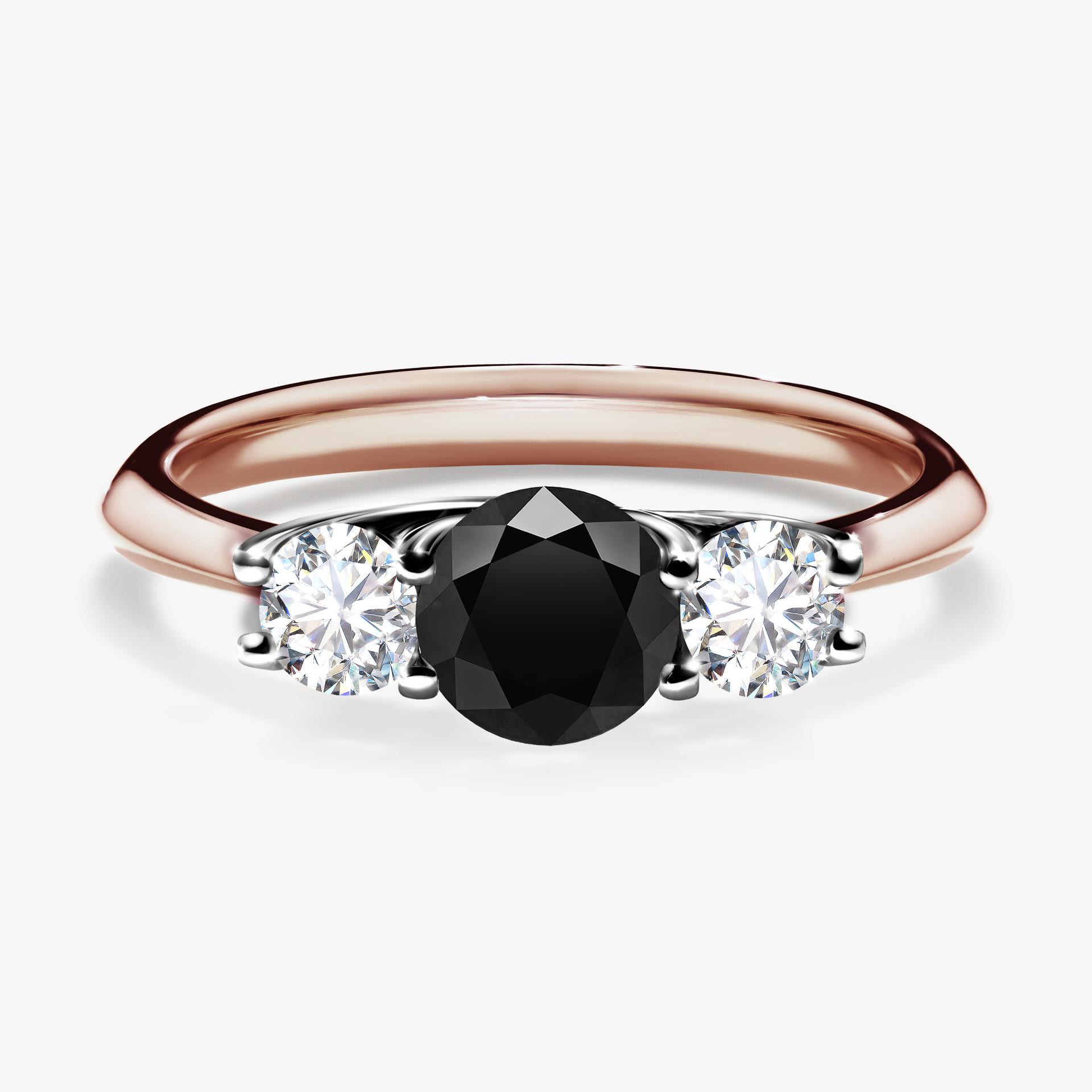 Pierscionek zareczynowy z diamentem czarnym 084 CT z rozowego zlota my honey 01