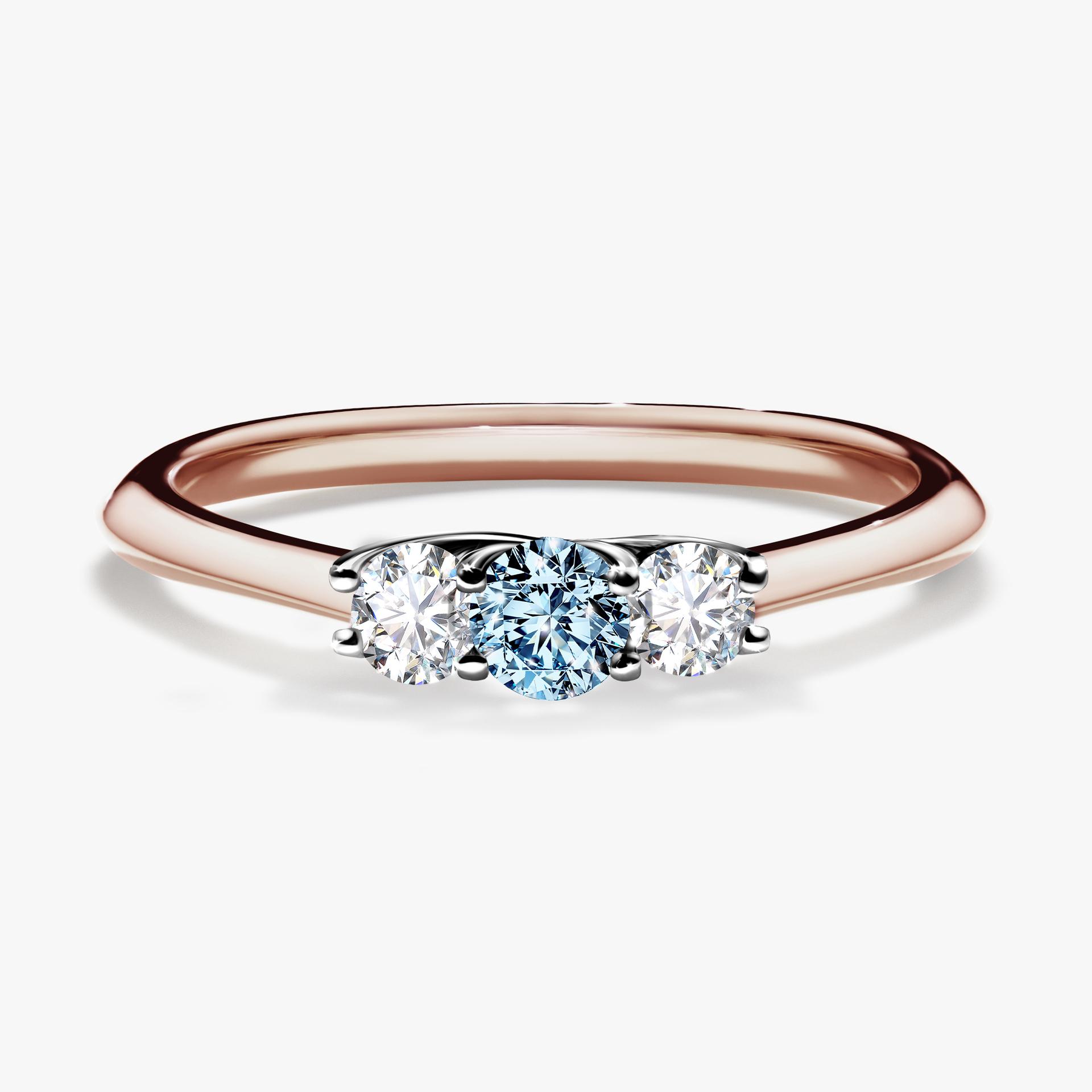 Pierscionek zareczynowy z diamentem niebieski 022 CT z rozowego zlota my honey 01