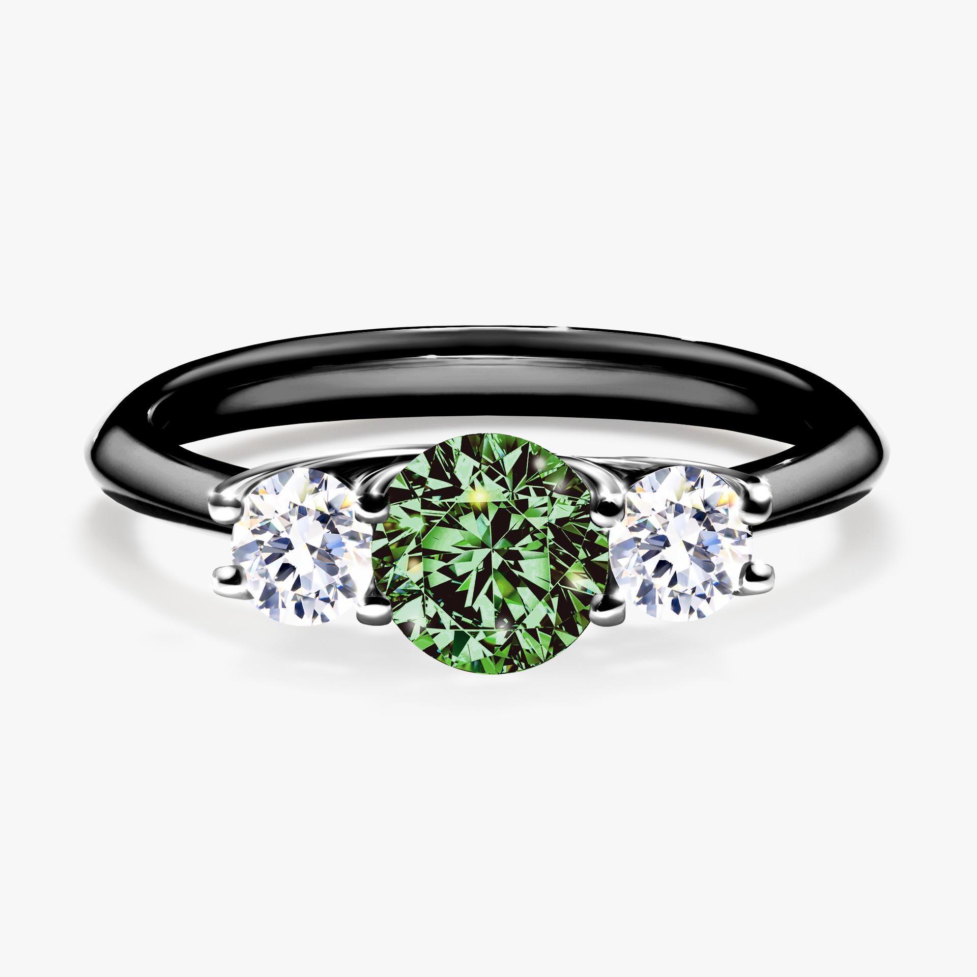 Pierscionek zareczynowy z diamentem zielony_ciemny 084 CT z czarnego zlota my honey 01