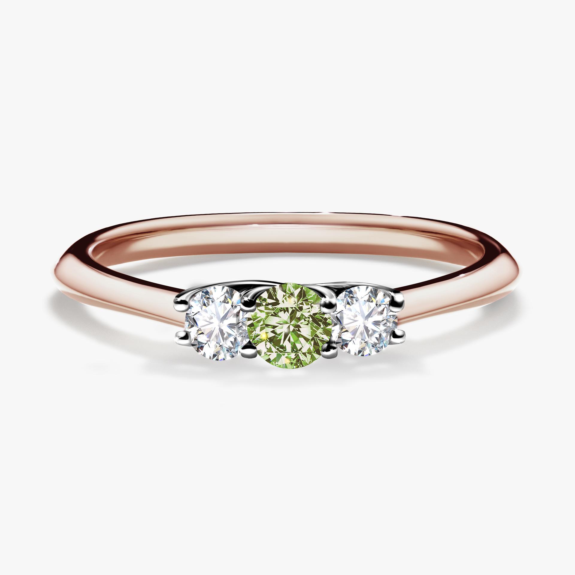 Pierścionek zaręczynowy My Honey z różowego złota z jasnym zielonym diamentem 0,16ct