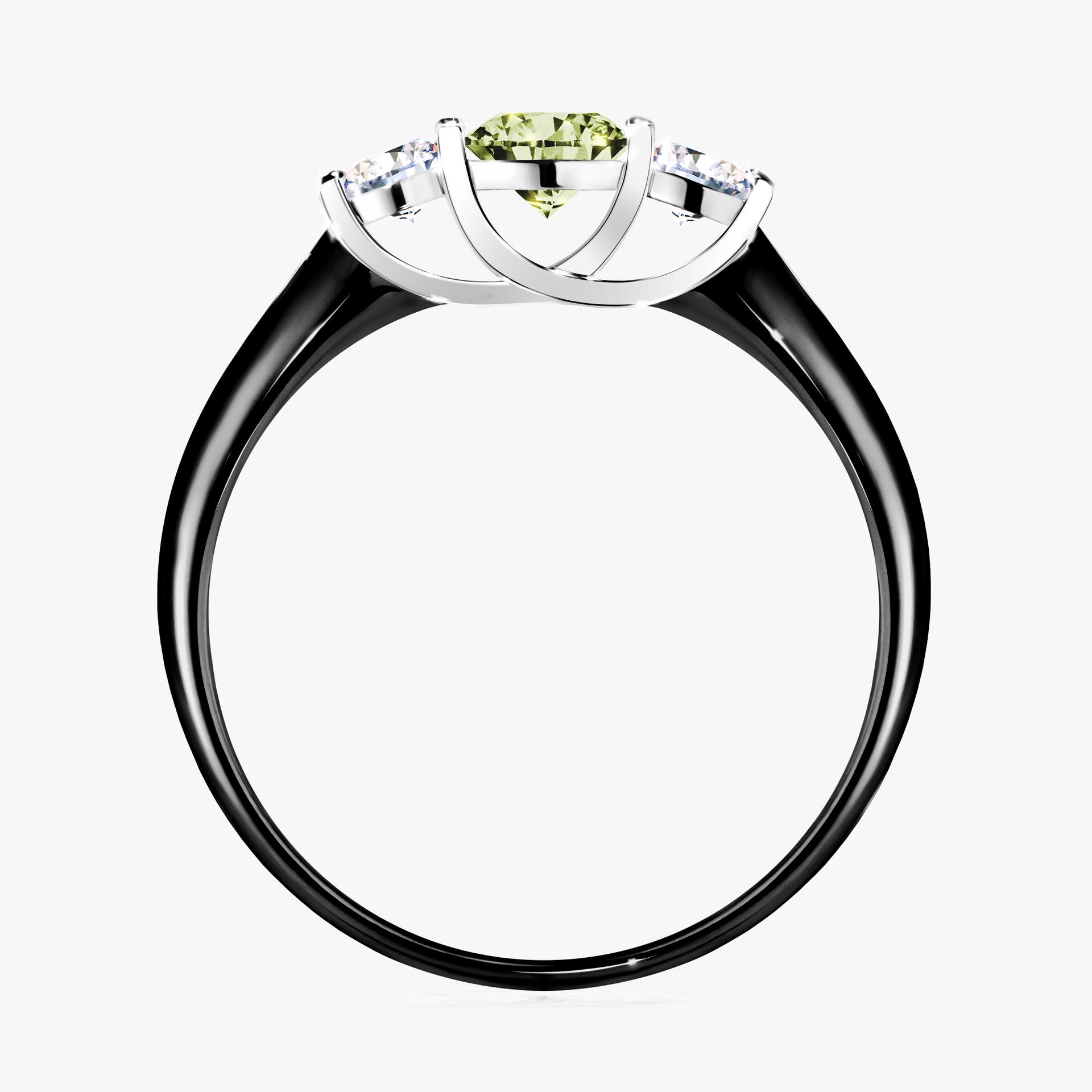 Pierscionek zareczynowy z diamentem zielony_jasny 053 CT z czarnego zlota my honey 02