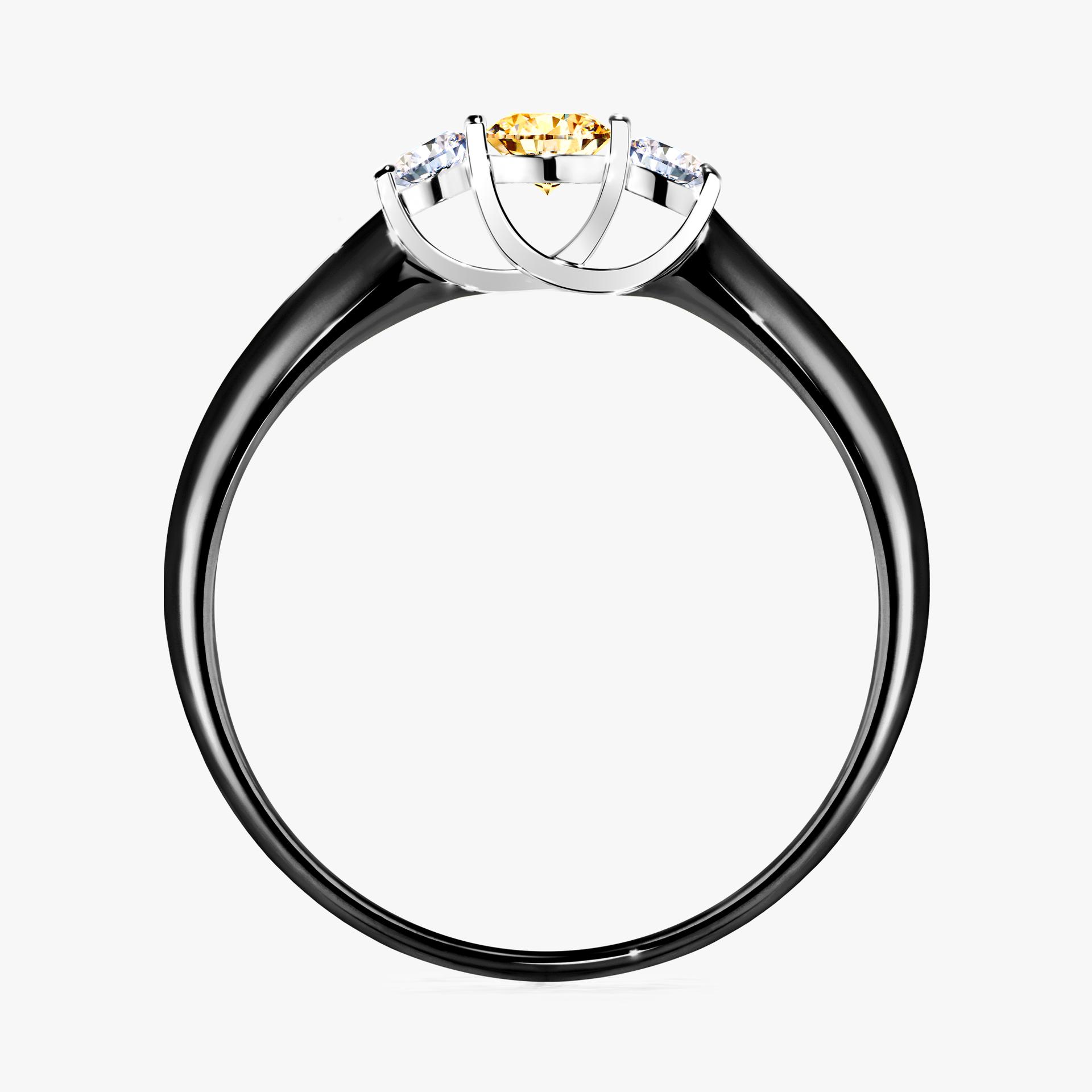 Pierscionek zareczynowy z diamentem zolty 022 CT z czarnego zlota my honey 02
