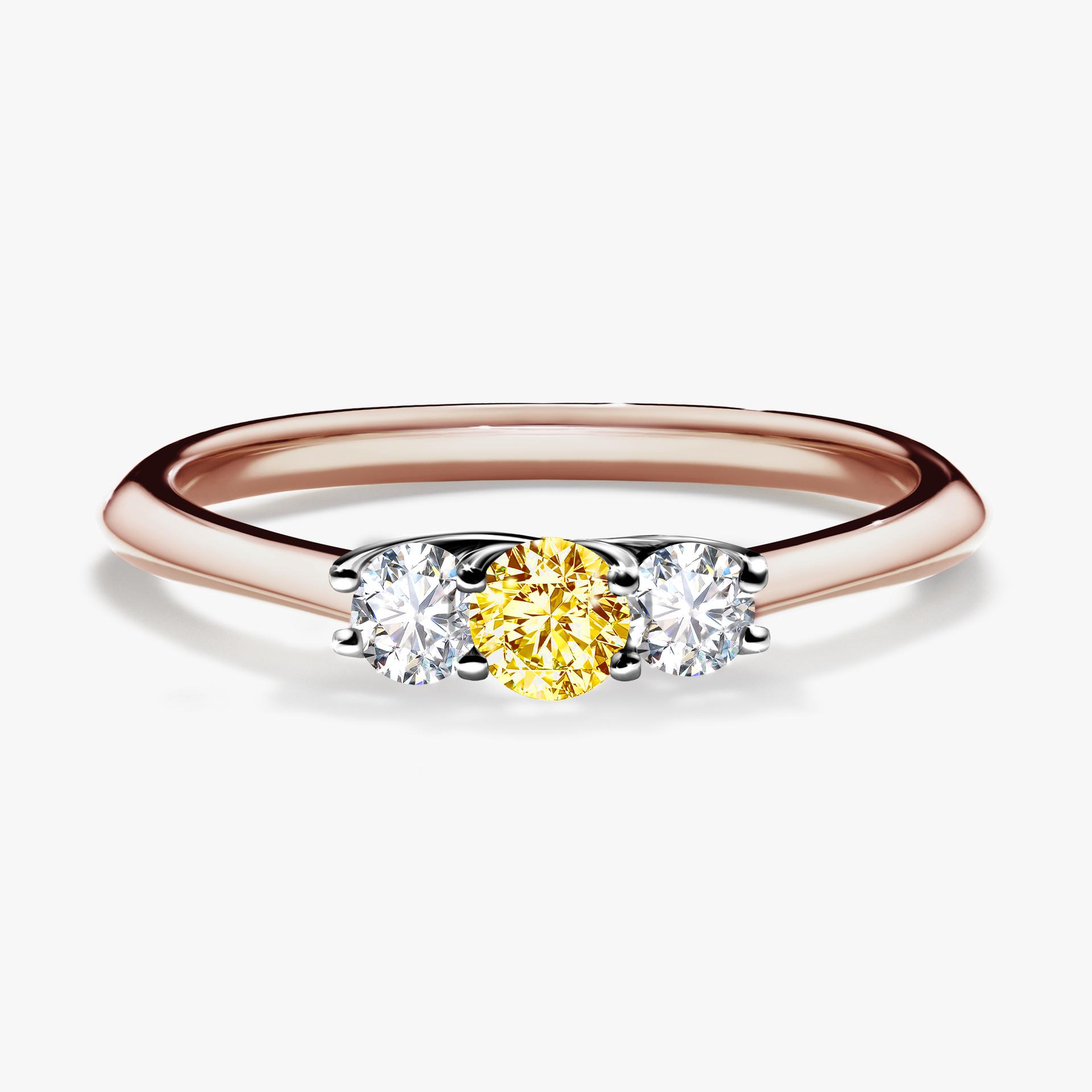 Pierscionek zareczynowy z diamentem zolty 022 CT z rozowego zlota my honey 01
