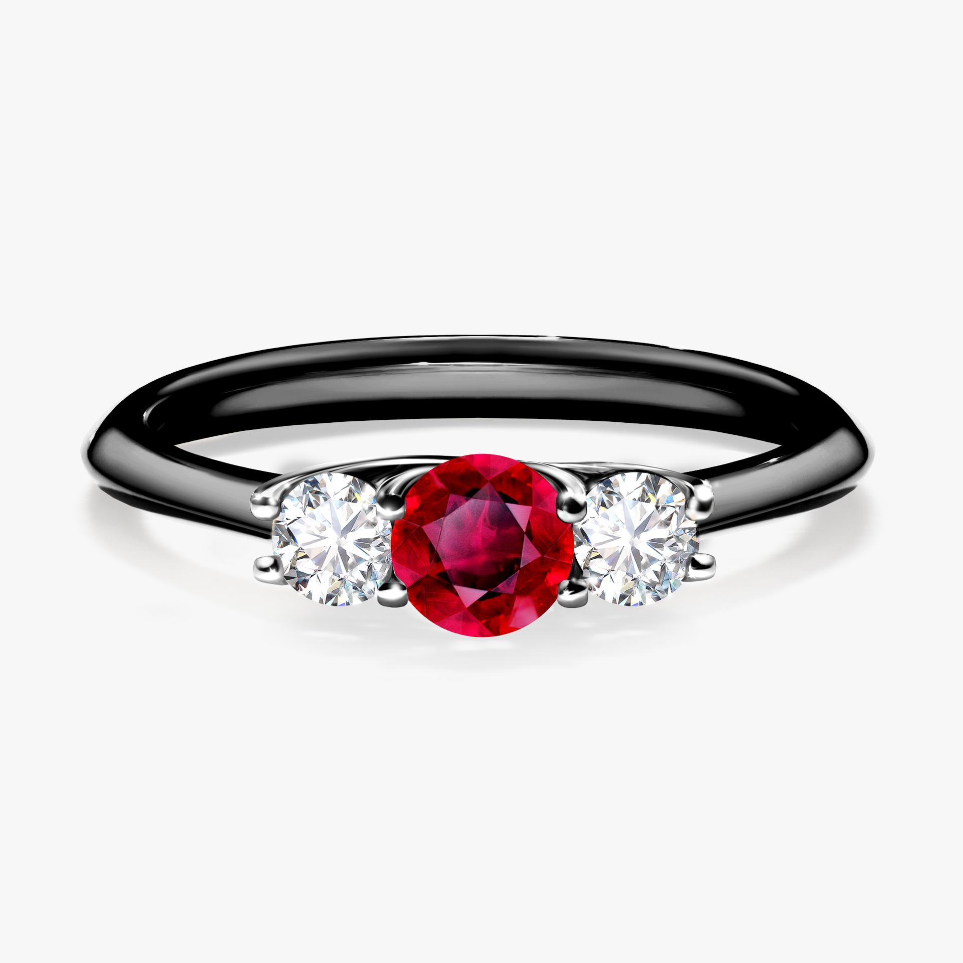 Pierścionek zaręczynowy My Honey z czarnego złota z rubinem 0,45ct