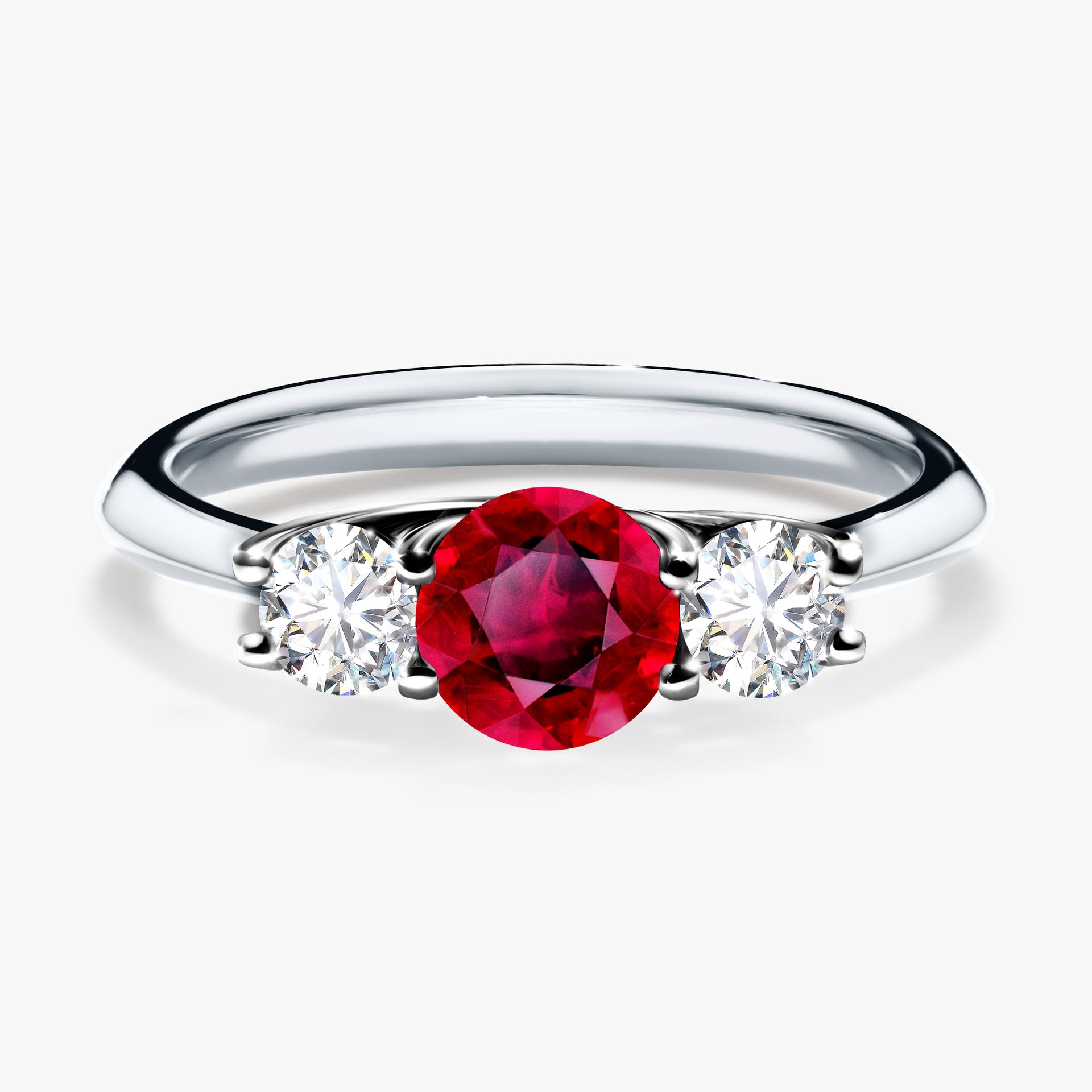 Pierścionek zaręczynowy My Honey z białego złota z rubinem 0,84ct