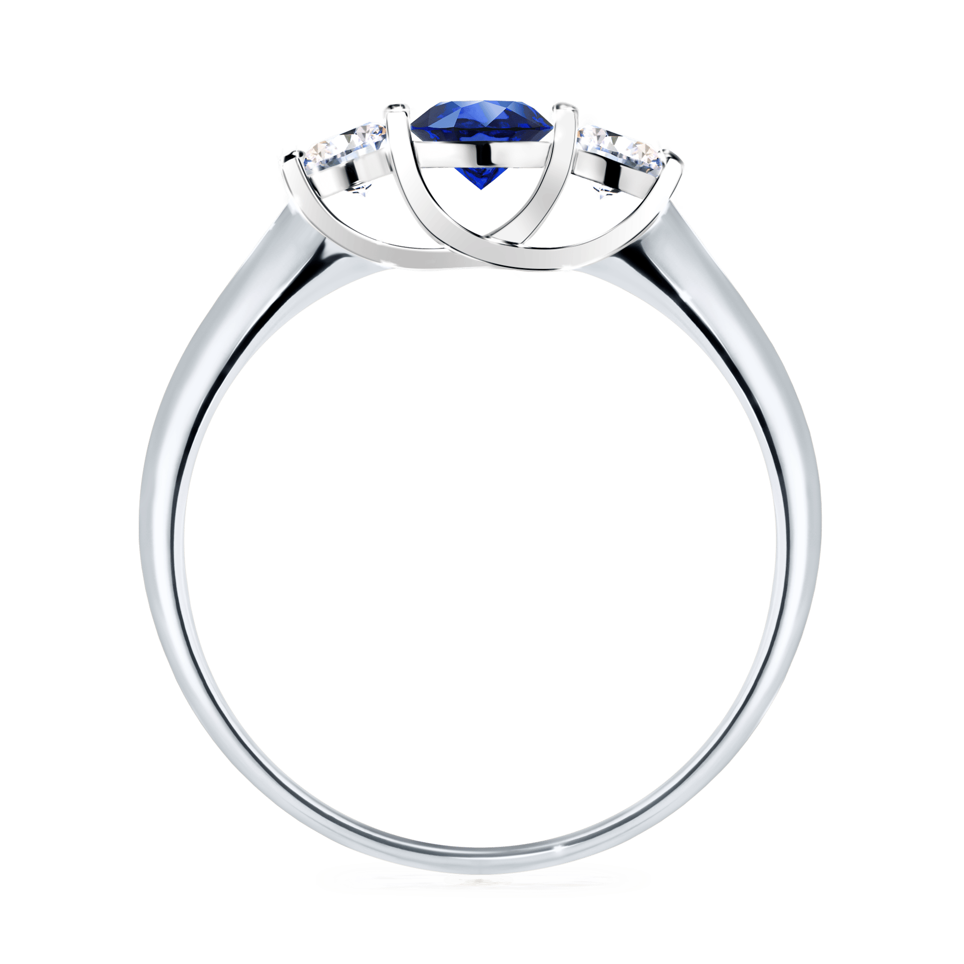 Pierścionek zaręczynowy My Honey z białego złota z szafirem niebieskim 0,45ct