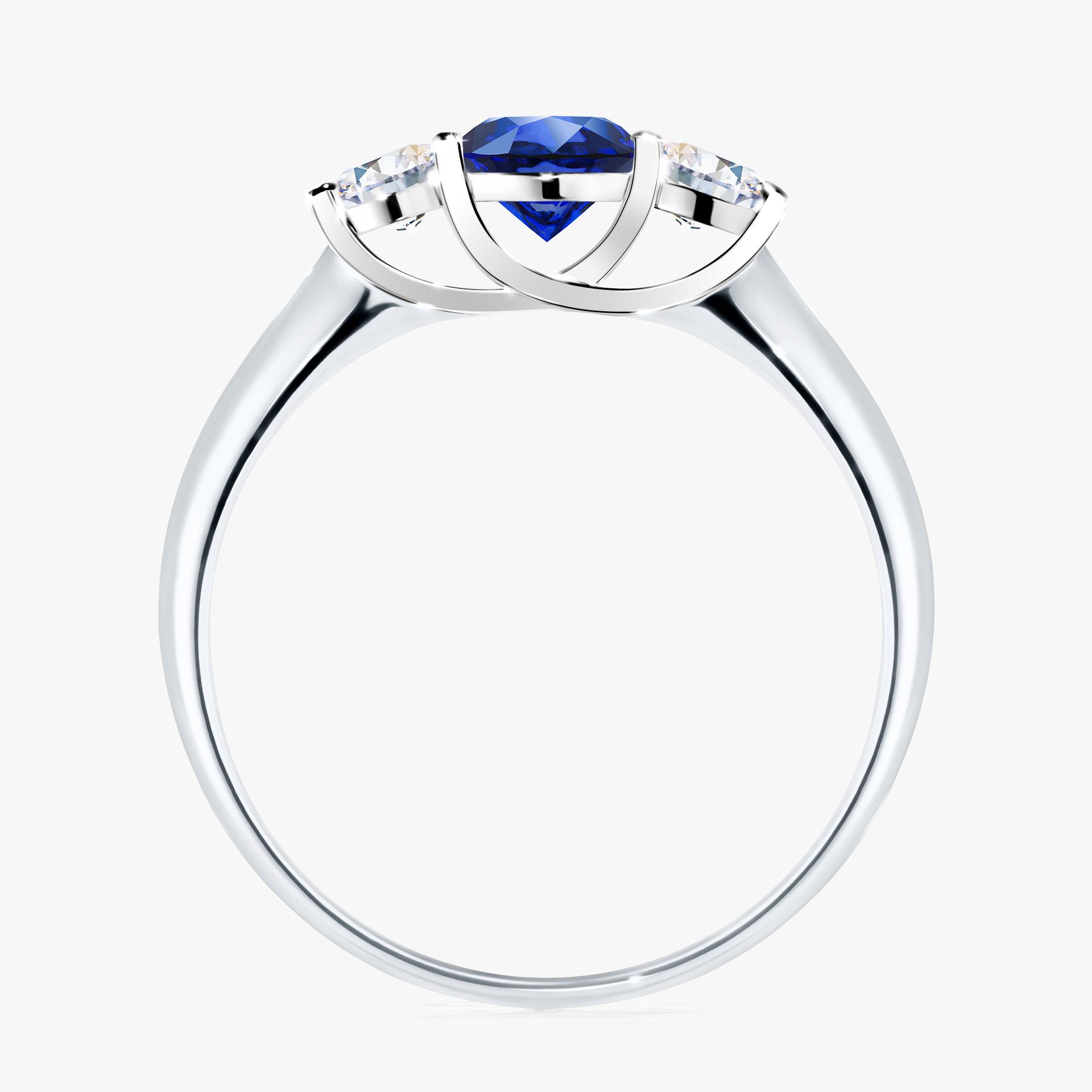 Pierścionek zaręczynowy My Honey z białego złota z szafirem niebieskim 0,84ct