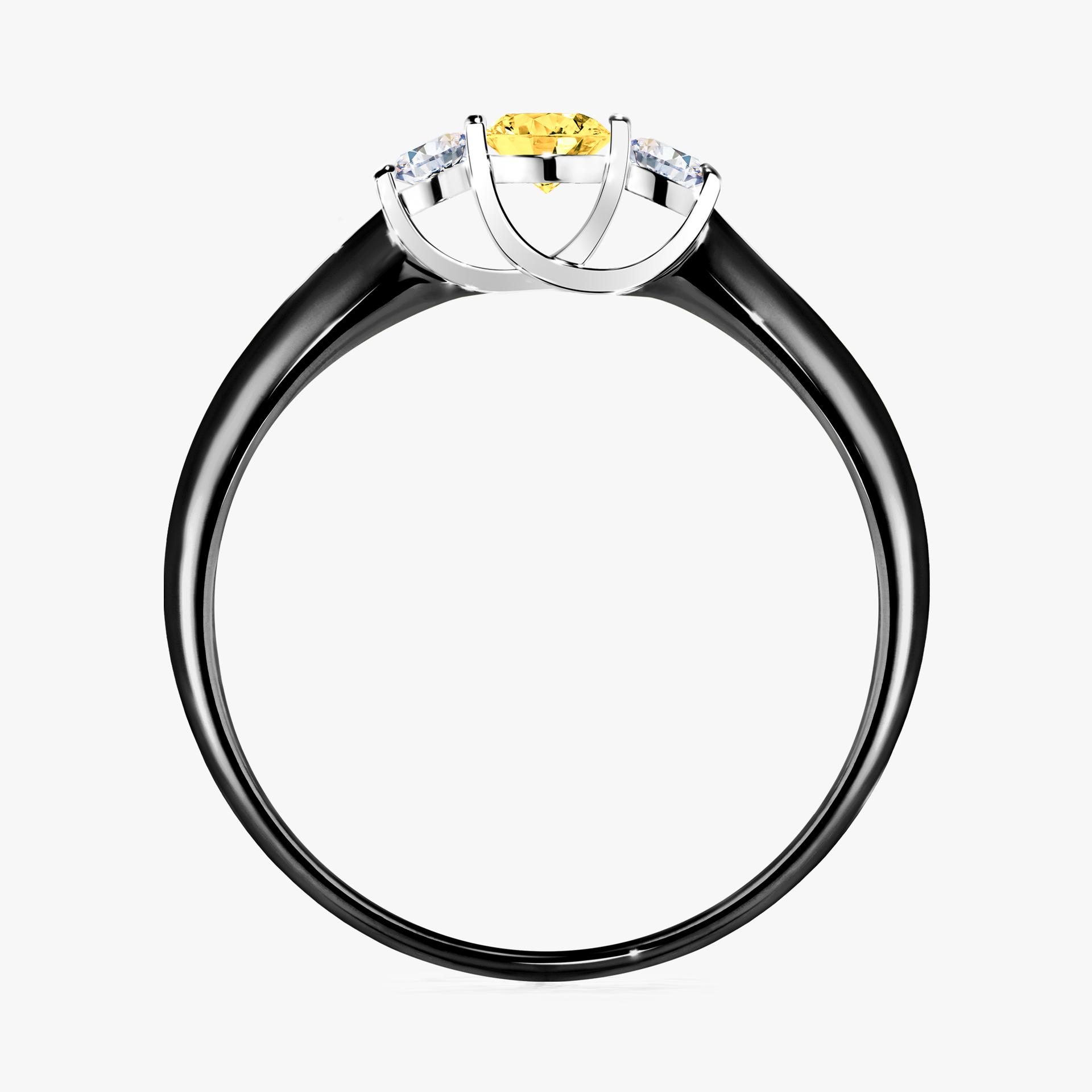 Pierścionek zaręczynowy My Honey z czarnego złota z szafirem żółtym 0,16ct
