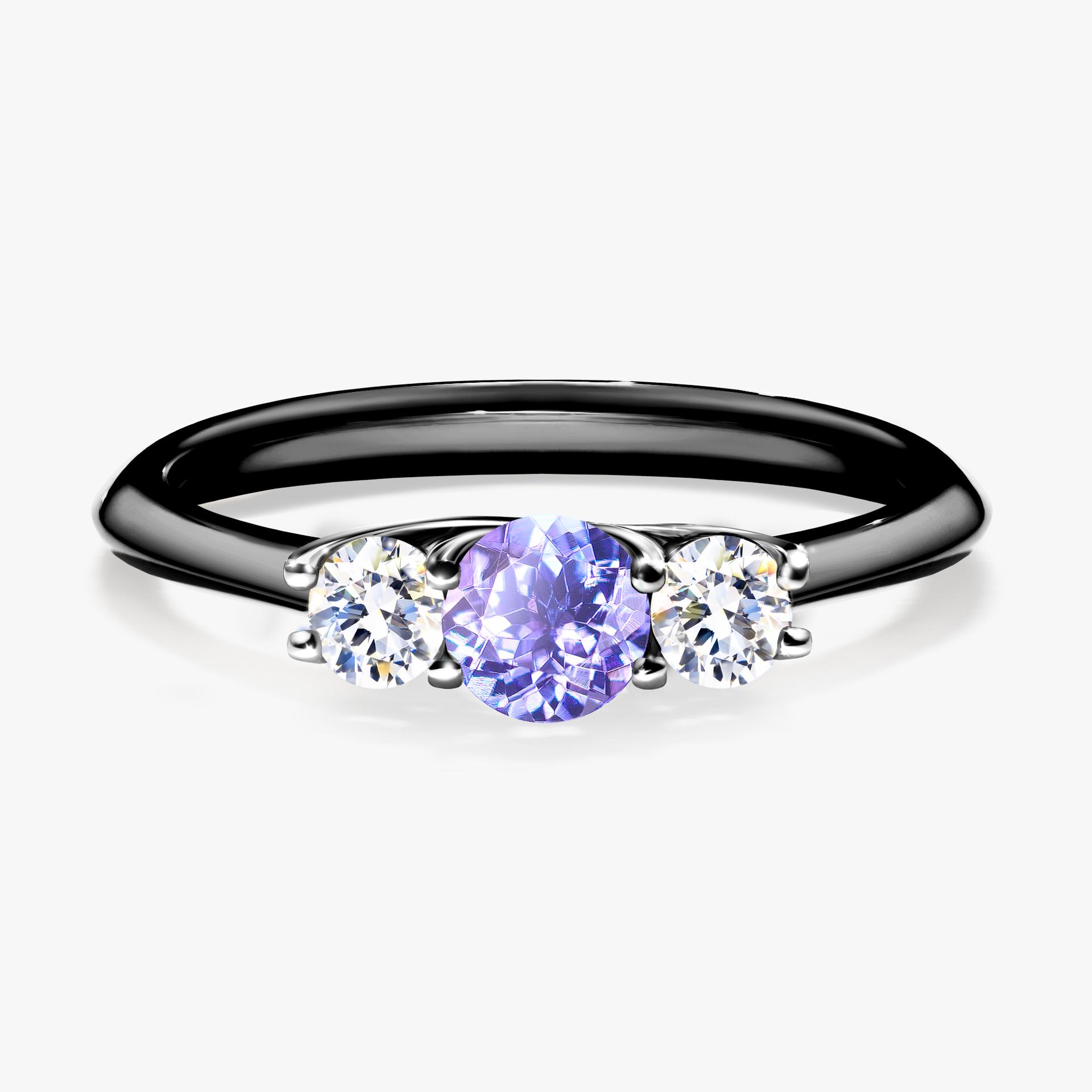 Pierscionek zareczynowy z tanzanitem 045 CT z czarnego zlota my honey 01