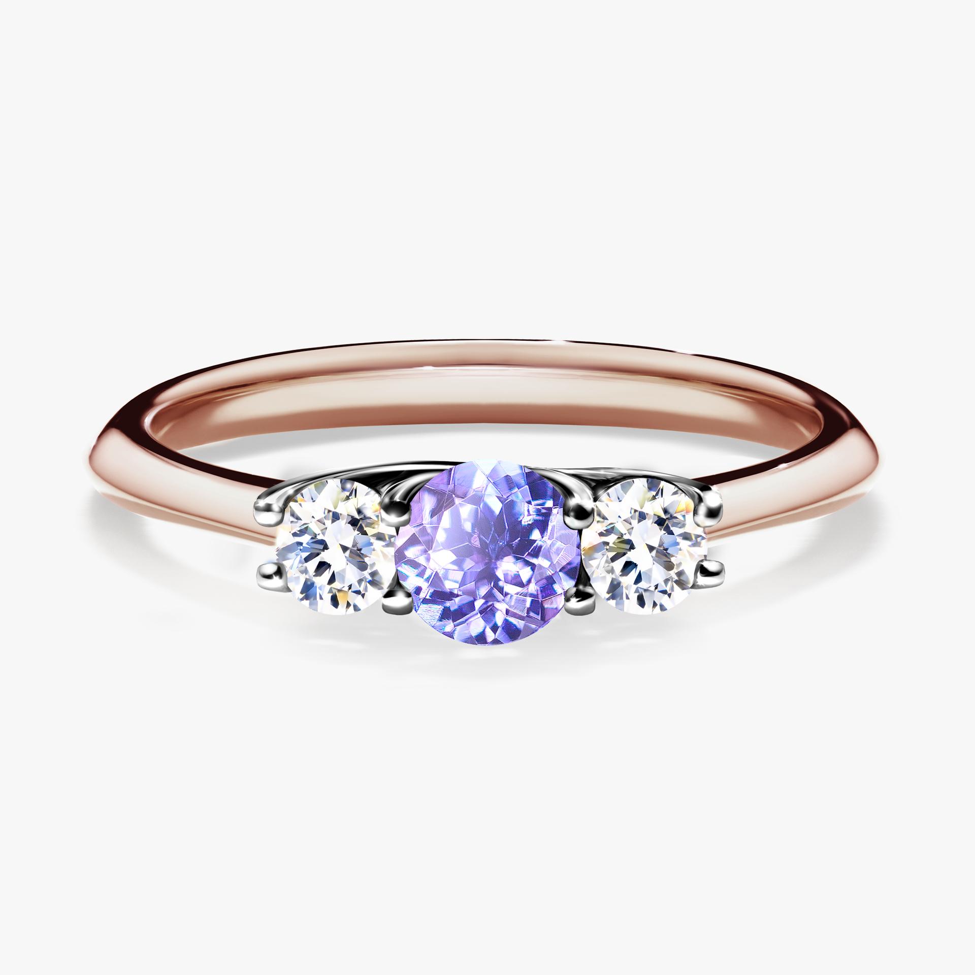 Pierscionek zareczynowy z tanzanitem 045 CT z rozowego zlota my honey 01