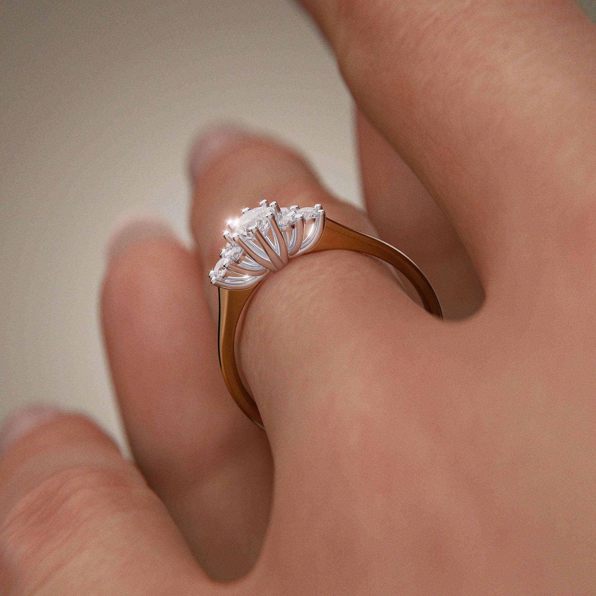 Pierścionek zaręczynowy My Lilly z żółtego złota z diamentem naturalnym 0,43ct