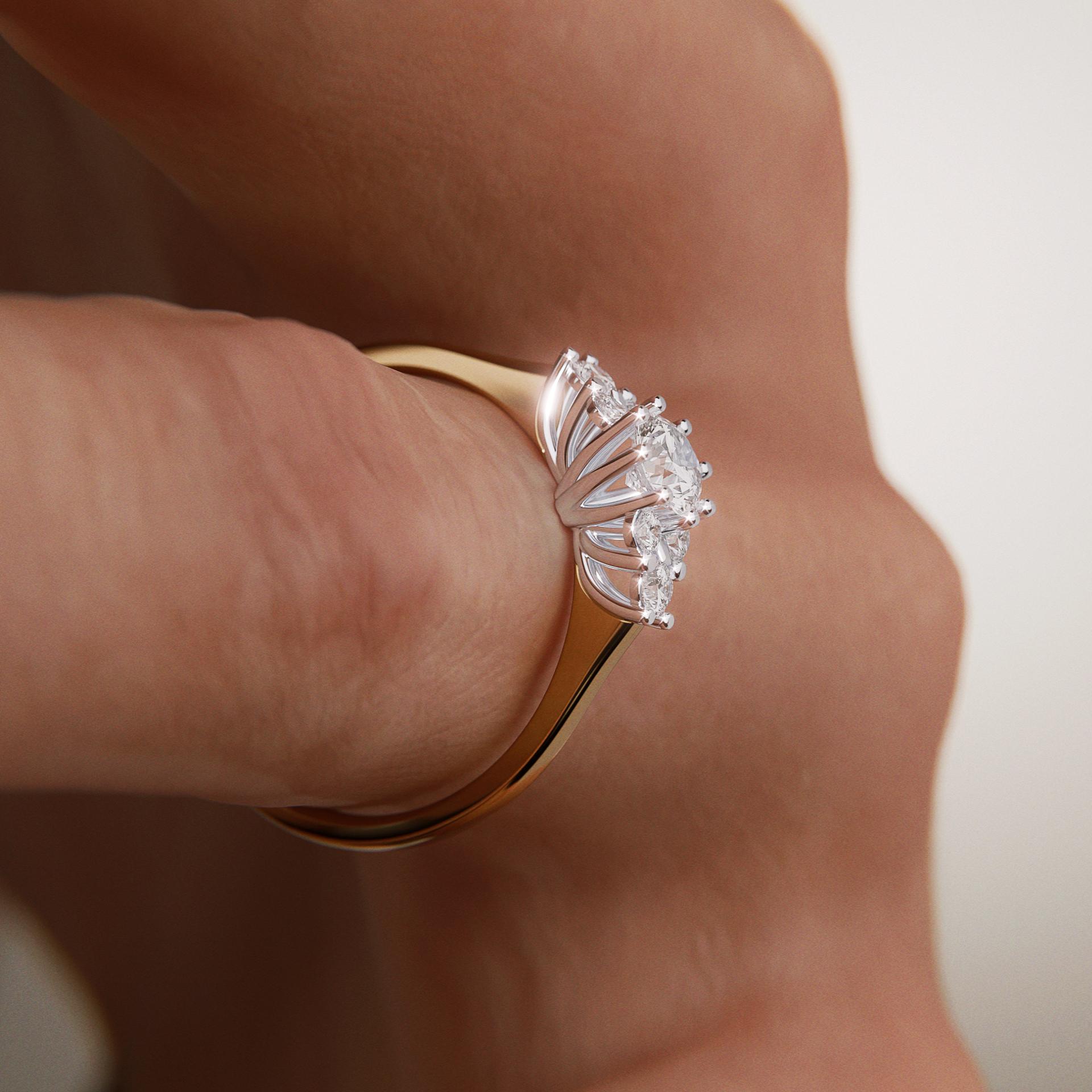 Pierścionek zaręczynowy My Lilly z żółtego złota z diamentem naturalnym 0,43ct