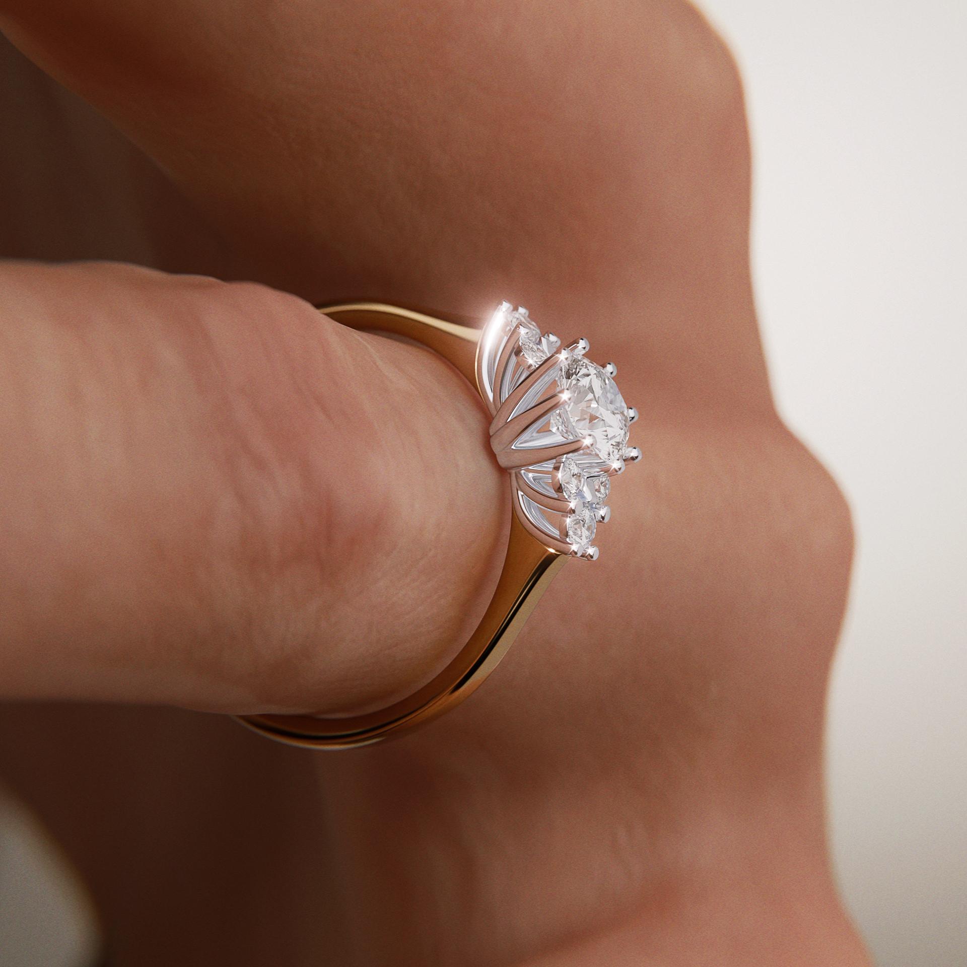 Pierścionek zaręczynowy My Lilly z żółtego złota z diamentem laboratoryjnym 0,68ct