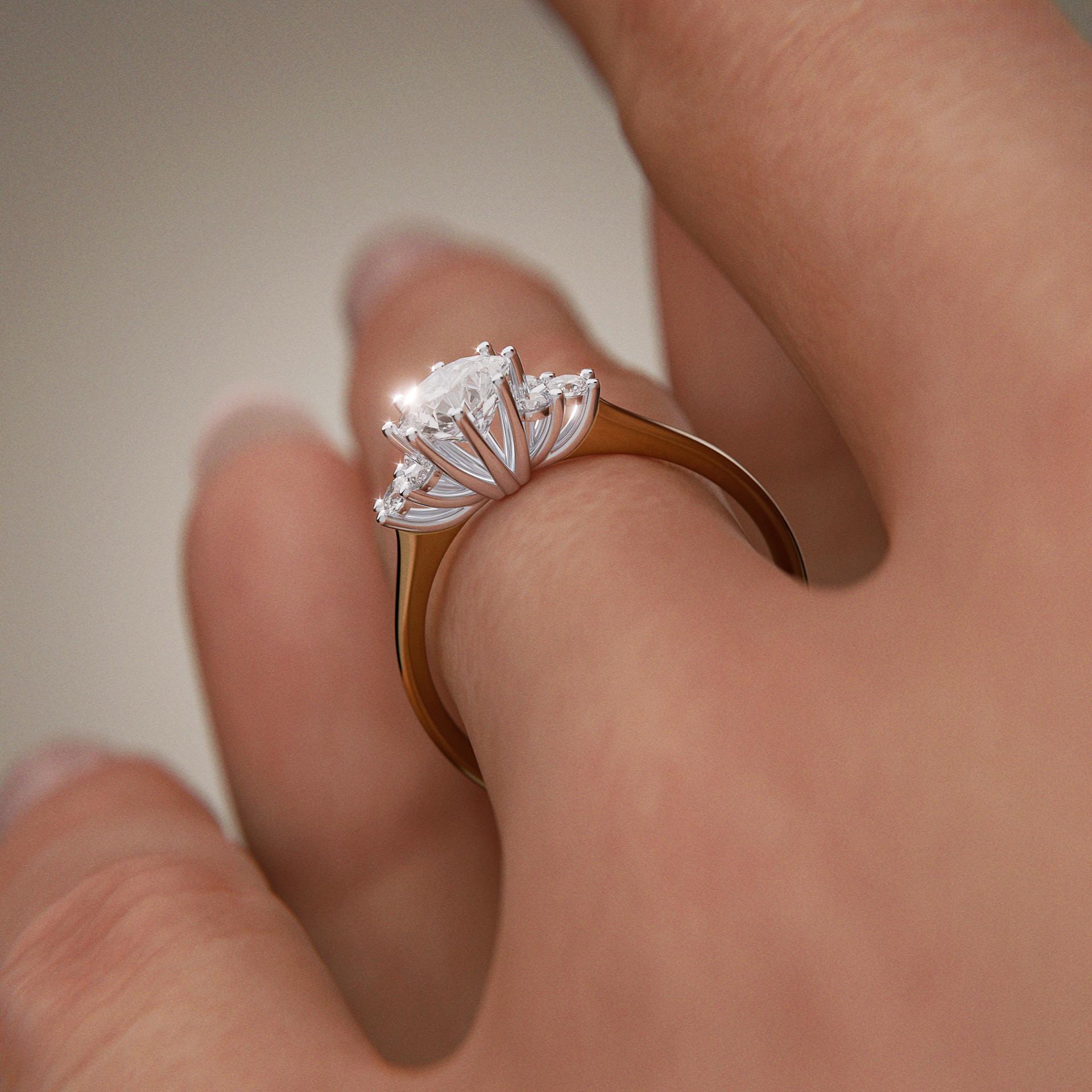 Pierścionek zaręczynowy My Lilly z żółtego złota z diamentem laboratoryjnym 0,98ct