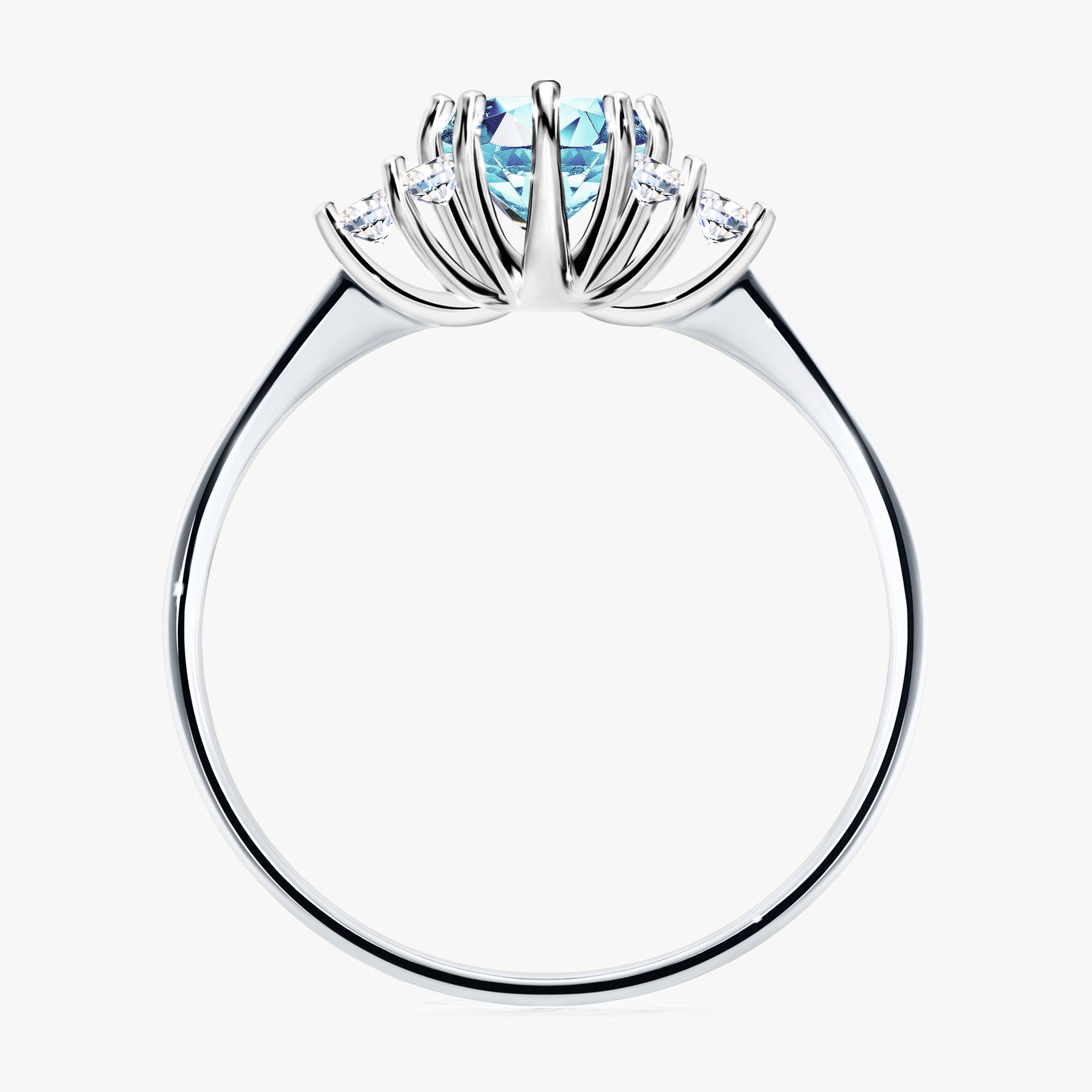 Pierścionek zaręczynowy My Lilly z białego złota z akwamarynem 0,68ct