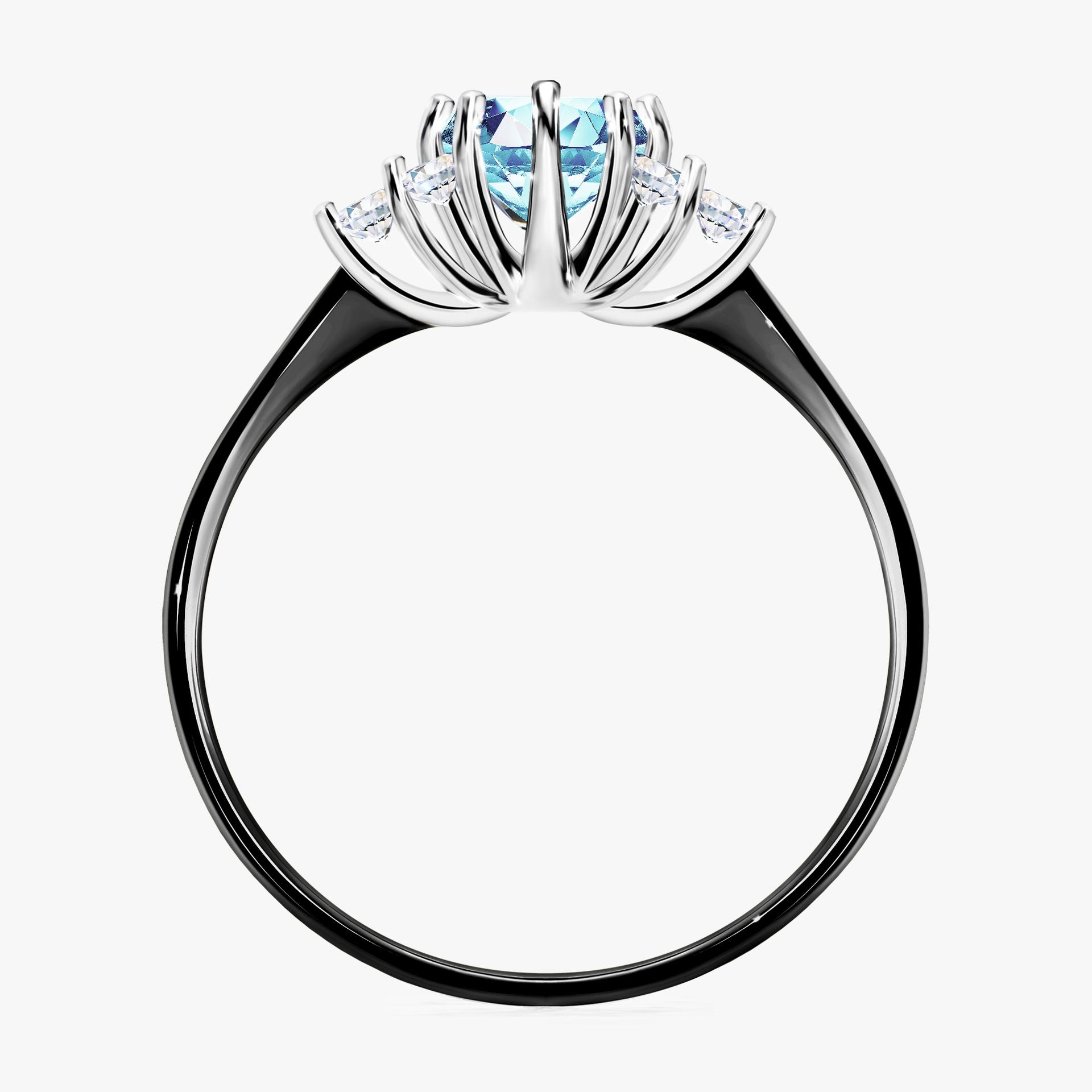 Pierścionek zaręczynowy My Lilly z czarnego złota z akwamarynem 0,68ct