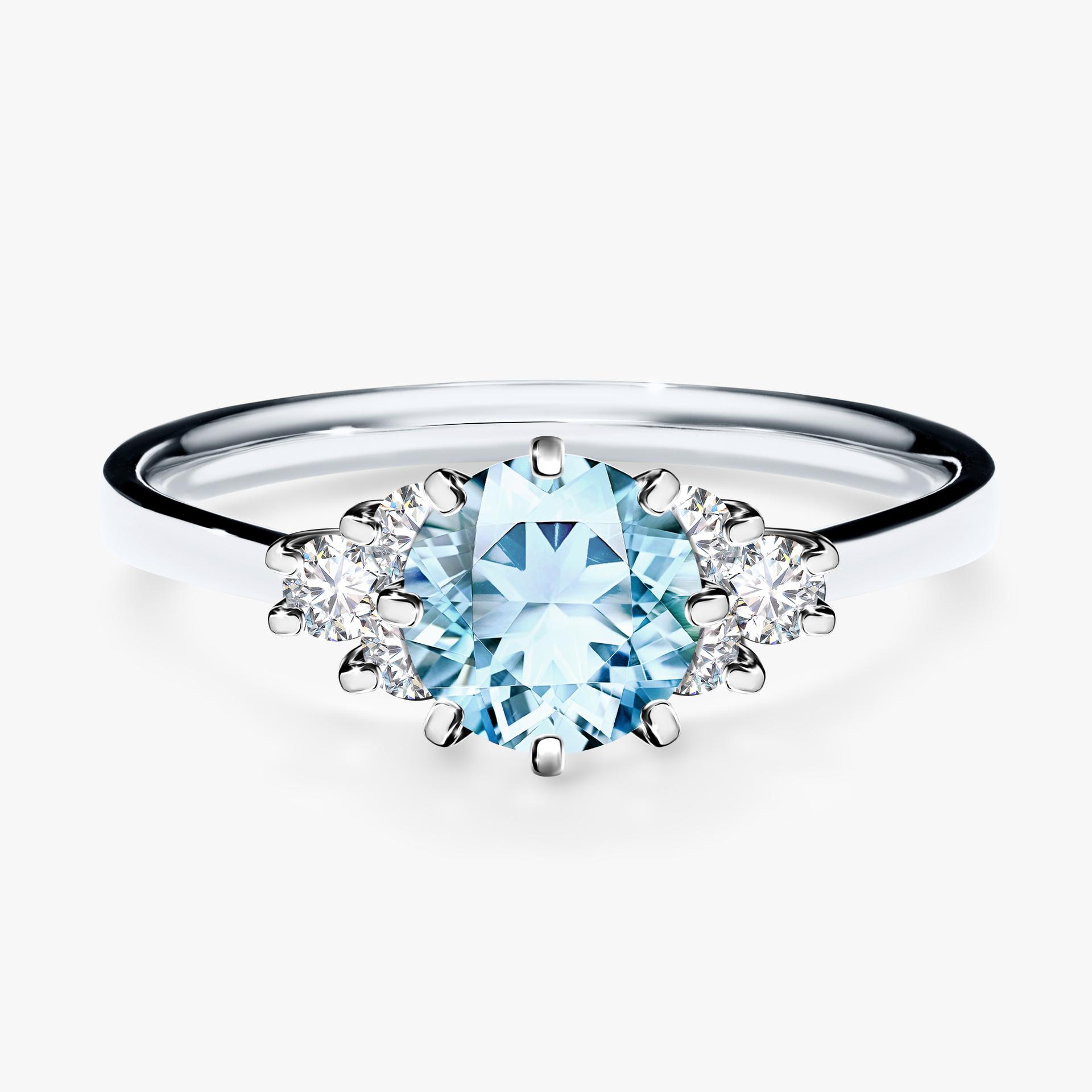 Pierścionek zaręczynowy My Lilly z białego złota z akwamarynem 0,98ct