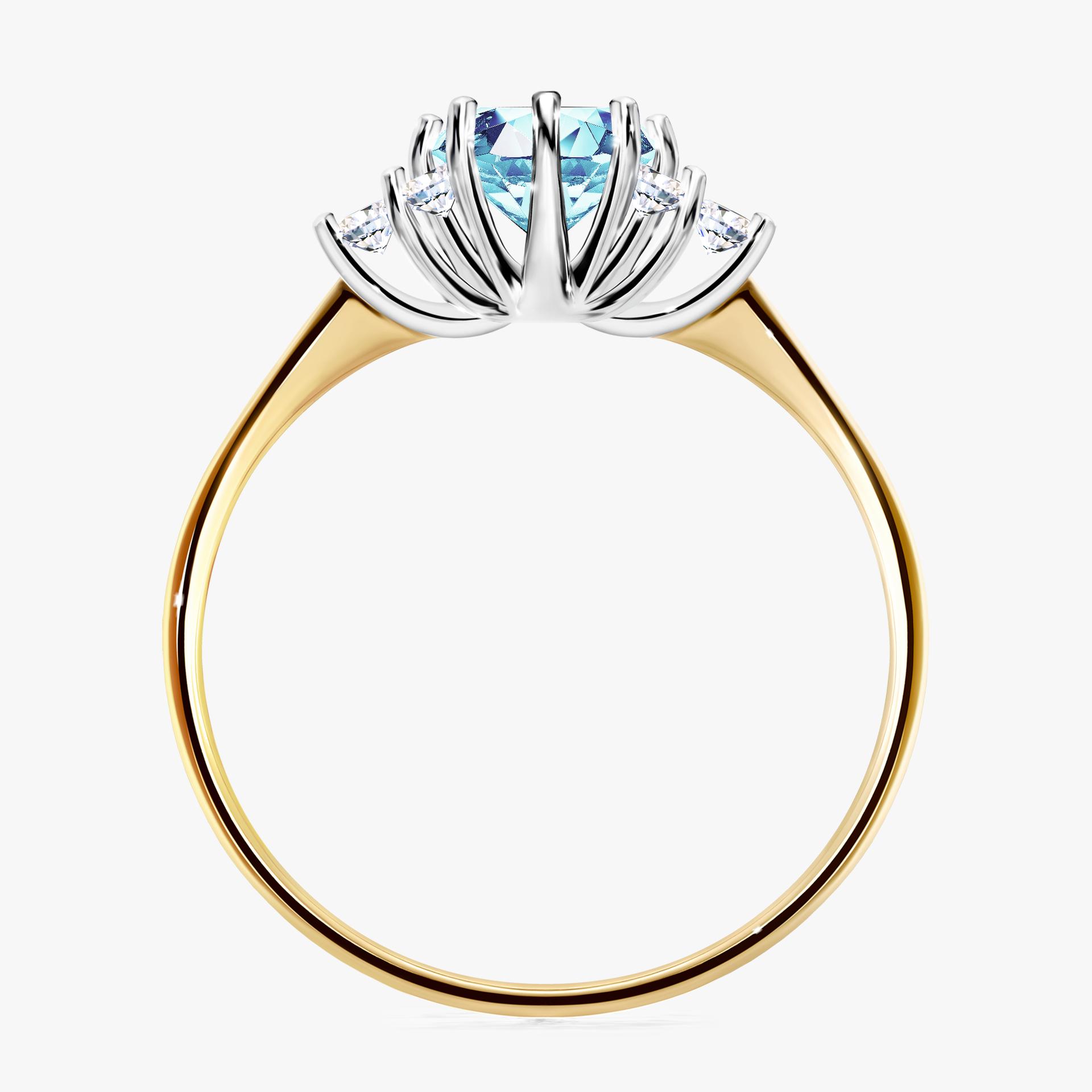 Pierścionek zaręczynowy My Lilly z żółtego złota z akwamarynem 0,98ct