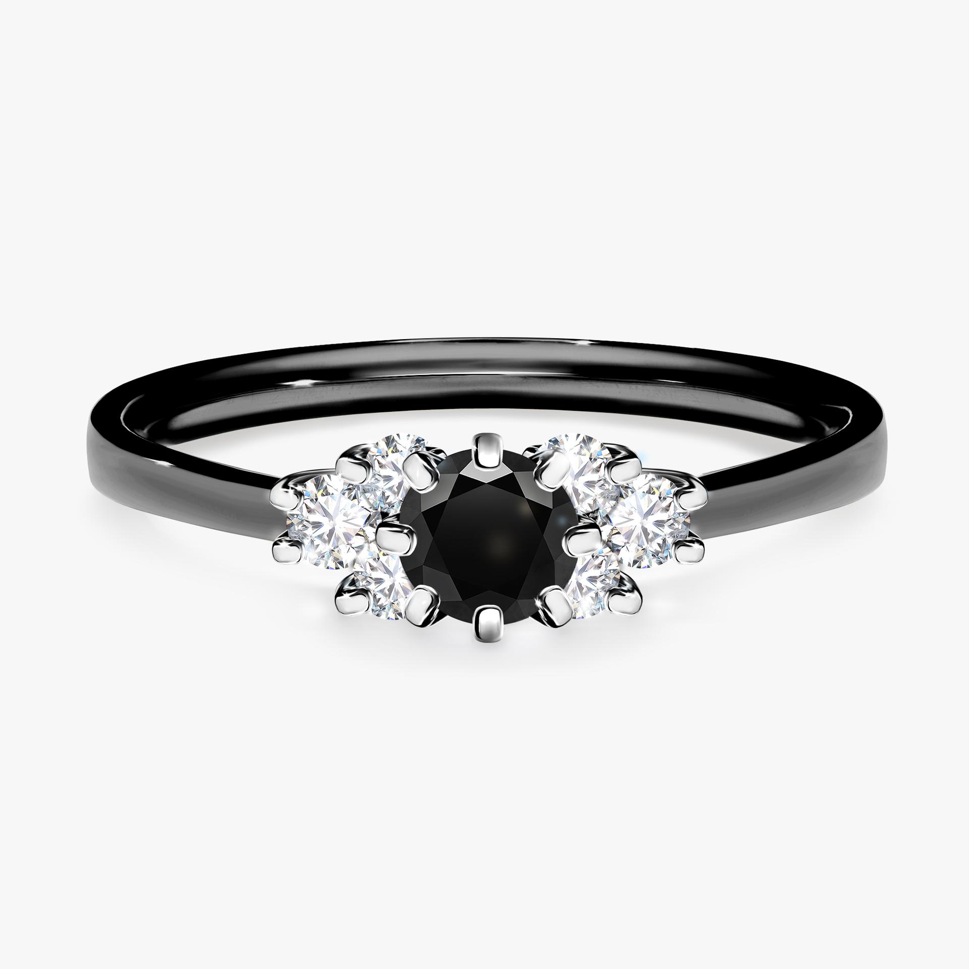 Pierscionek zareczynowy z diamentem czarny 043 CT z czarnego zlota my lilly 01